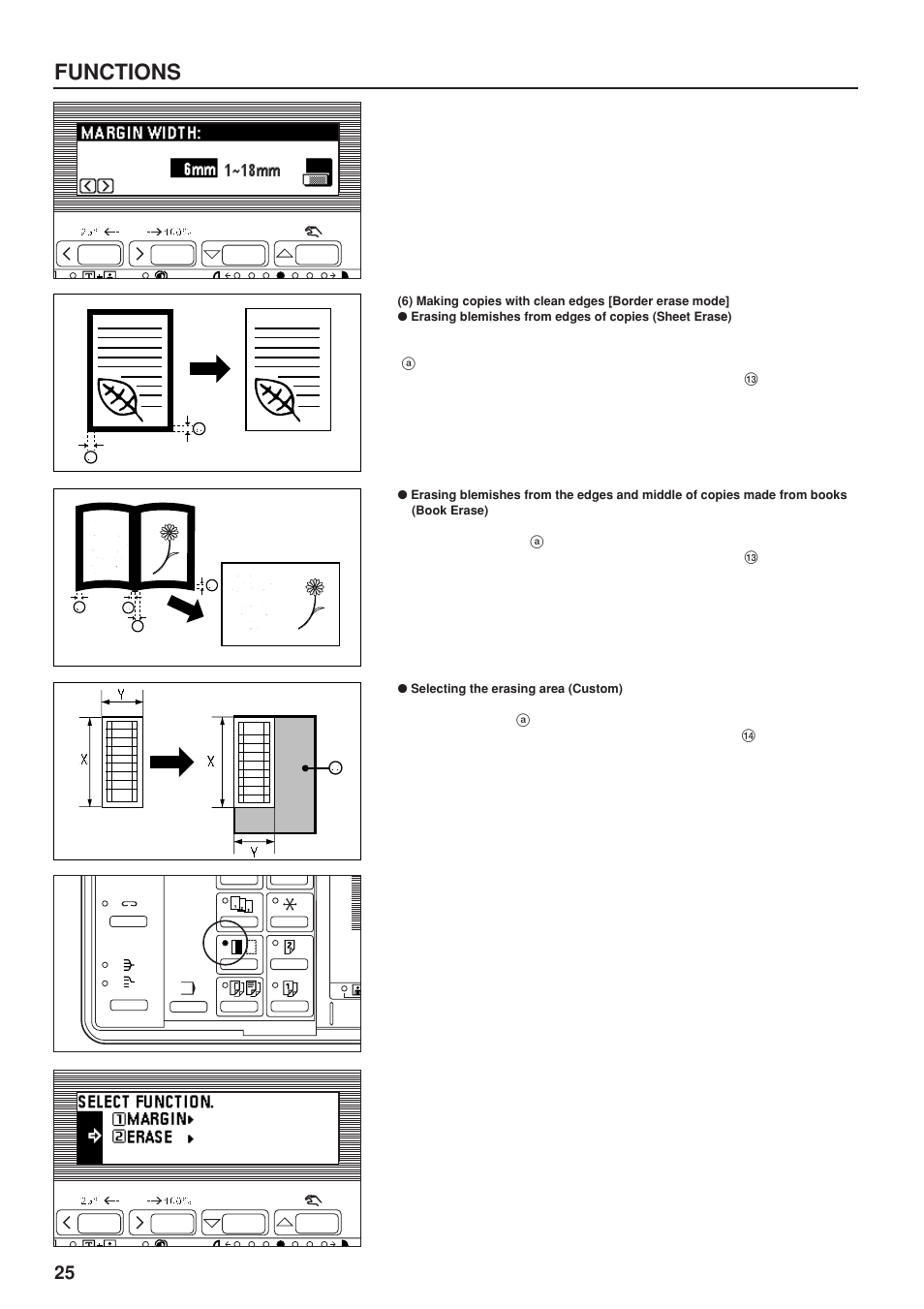 Selecting the erasing area (custom), Functions | TA Triumph-Adler DC 2023 User Manual | Page 28 / 90