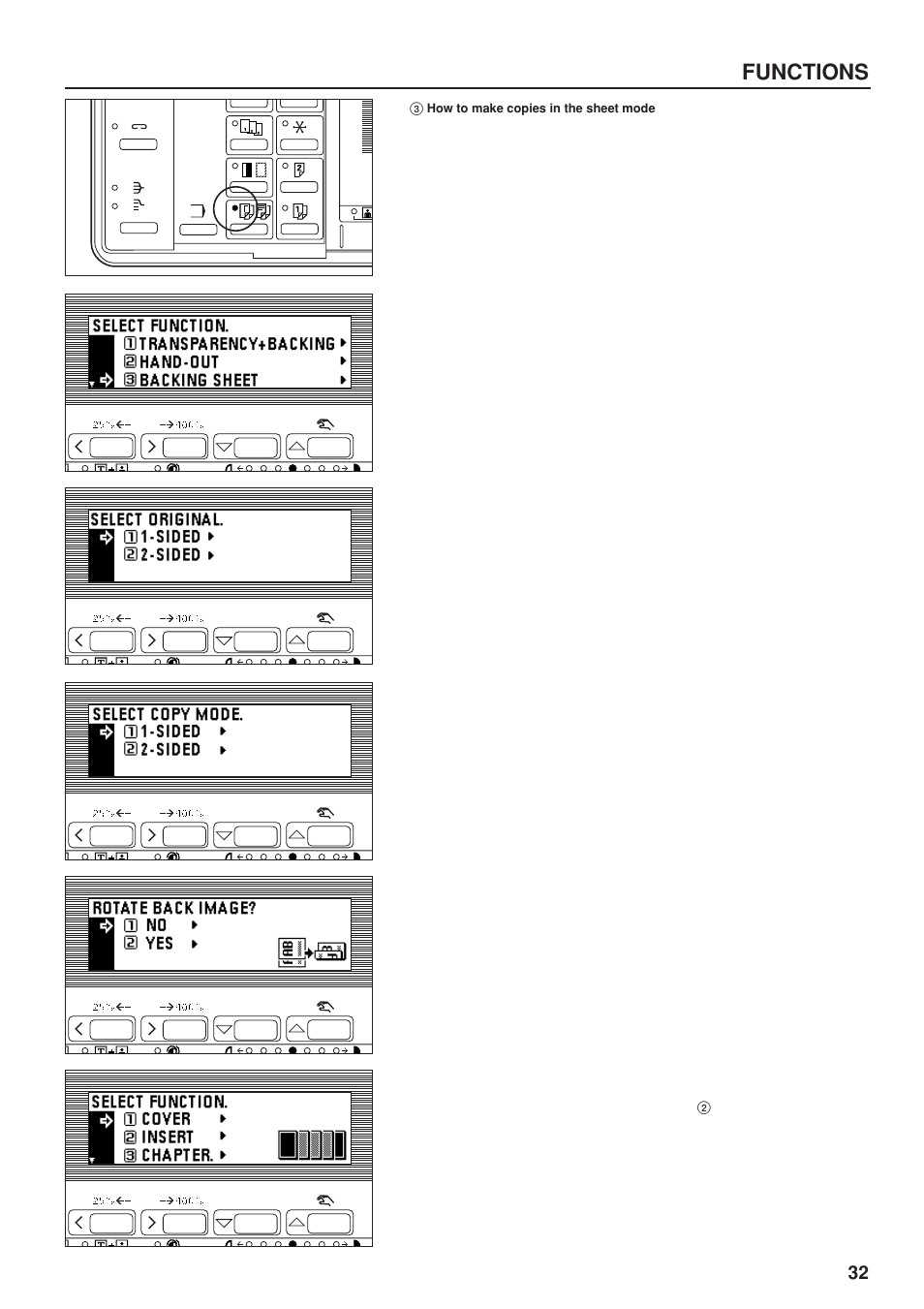 3 how to make copies in the sheet mode, How to make copies in the sheet mode, Functions | TA Triumph-Adler DC 2023 User Manual | Page 35 / 90