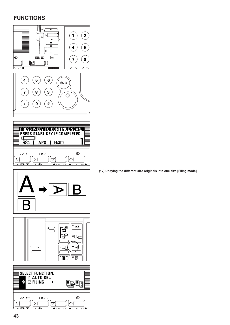 Filing mode, Functions | TA Triumph-Adler DC 2023 User Manual | Page 46 / 90