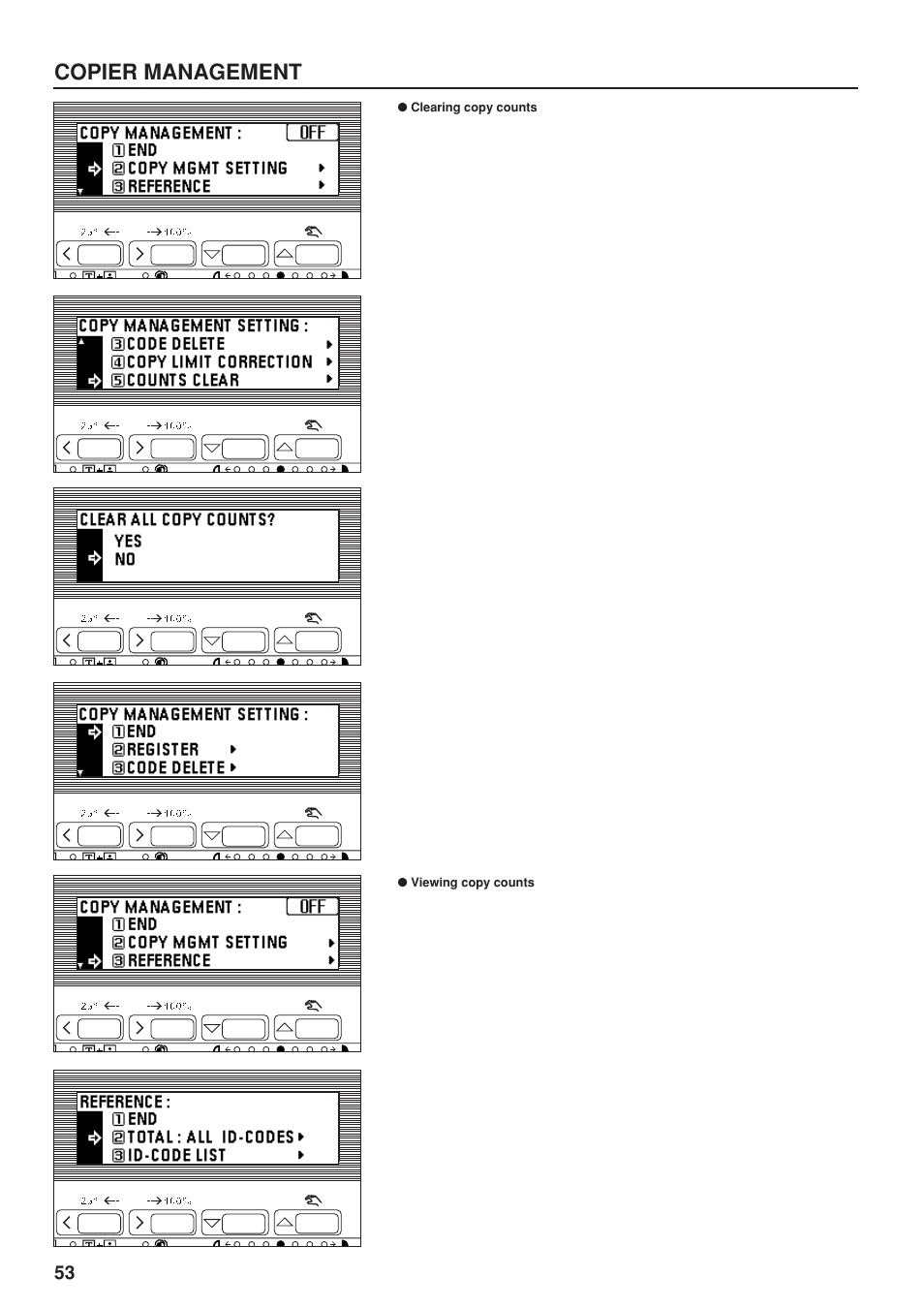 Clearing copy counts, Viewing copy counts, Copier management | TA Triumph-Adler DC 2023 User Manual | Page 56 / 90