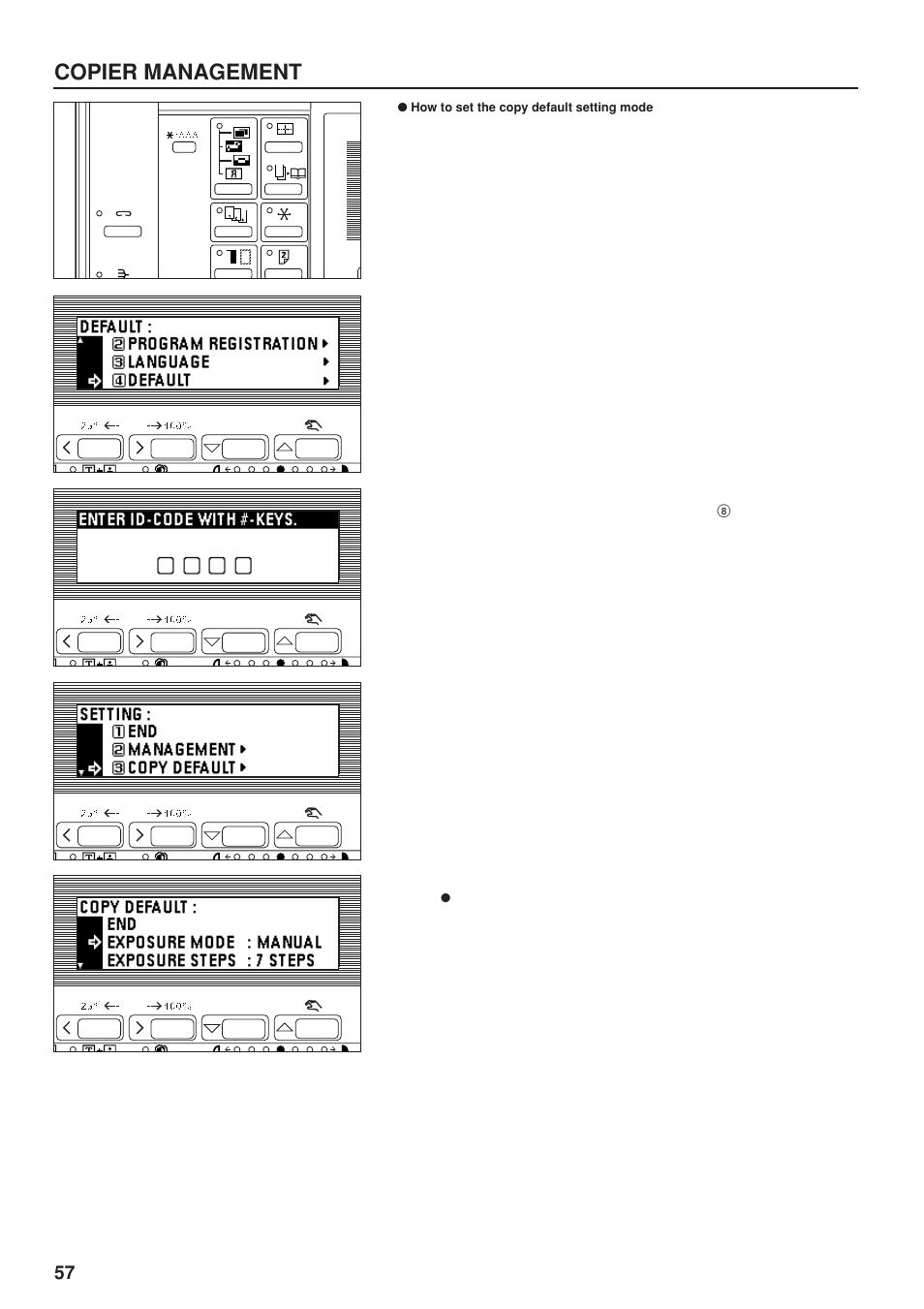 How to set the copy default setting mode, Copier management | TA Triumph-Adler DC 2023 User Manual | Page 60 / 90