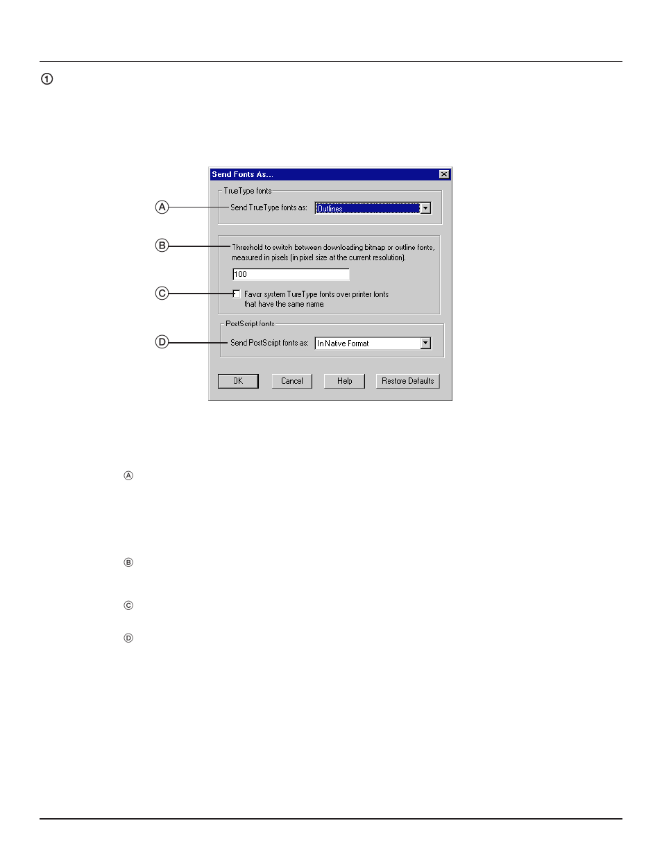 And refer to, Send, 1. printer drivers for windows 95 | Ab c d | TA Triumph-Adler DC 2023 User Manual | Page 16 / 44
