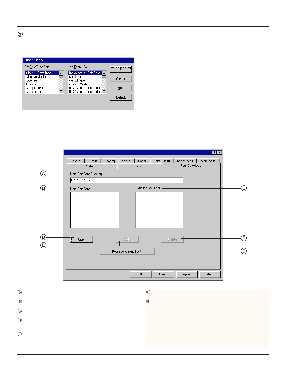 10 font download tab (for ps printer driver only), And refer to, 1. printer drivers for windows 95 | TA Triumph-Adler DC 2023 User Manual | Page 17 / 44