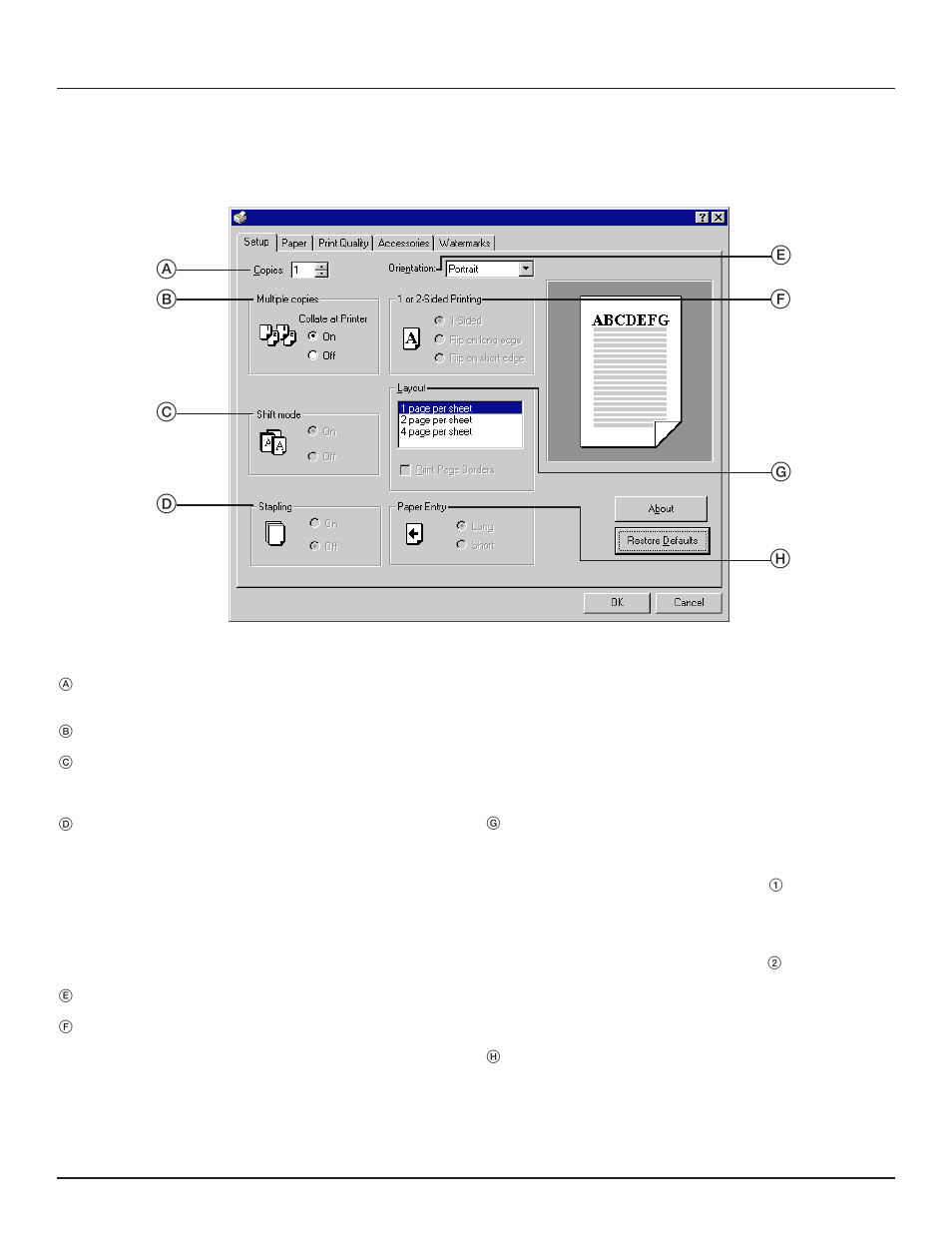 3 setup tab, 2. printer drivers for windows nt 4.0, Setup | TA Triumph-Adler DC 2023 User Manual | Page 20 / 44