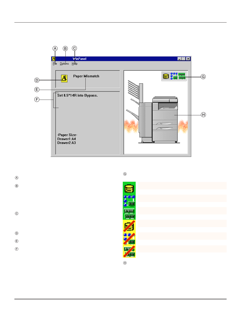 2 “winpanel” status monitor window, 3. “winpanel” status monitor | TA Triumph-Adler DC 2023 User Manual | Page 34 / 44