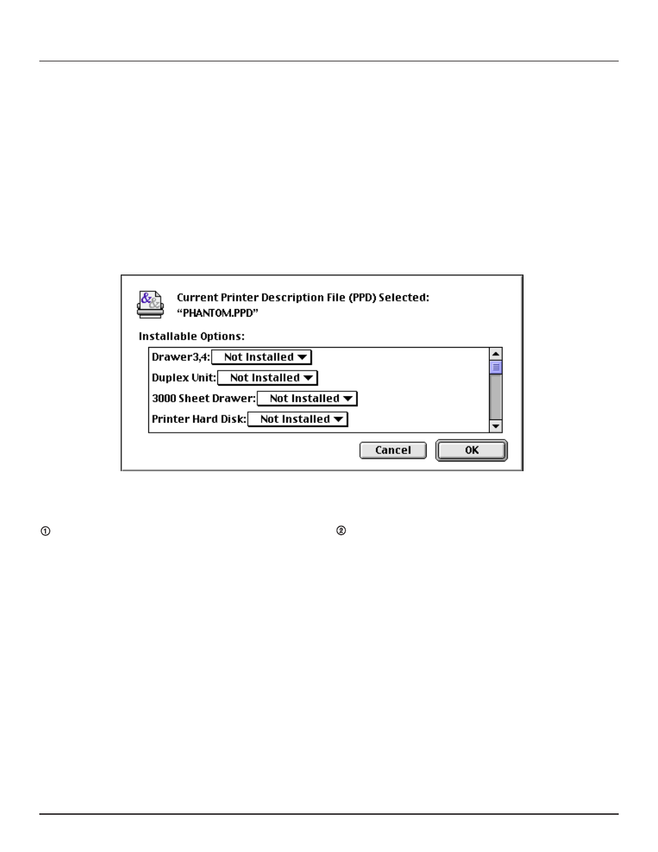 Macintosh ppd dialog boxes, 1 configure dialog box, 4. macintosh ppd dialog boxes | TA Triumph-Adler DC 2023 User Manual | Page 37 / 44