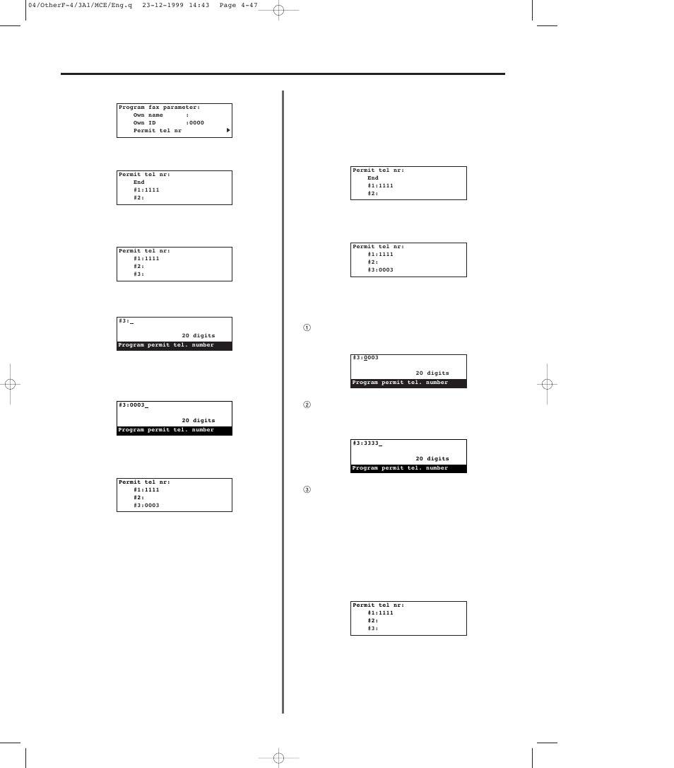 2) modifying and deleting permit telephone numbers | TA Triumph-Adler DC 2023 User Manual | Page 119 / 167