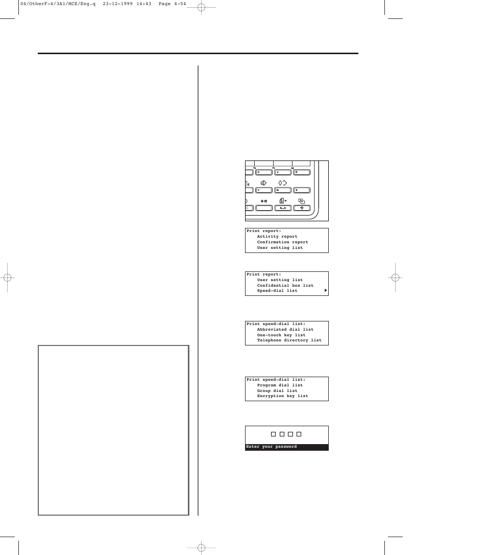 4) required operation (receiving party), 5) printing out an encryption key list, 4) required operation (receiving party) -54 | 5) printing out an encryption key list -54 | TA Triumph-Adler DC 2023 User Manual | Page 126 / 167