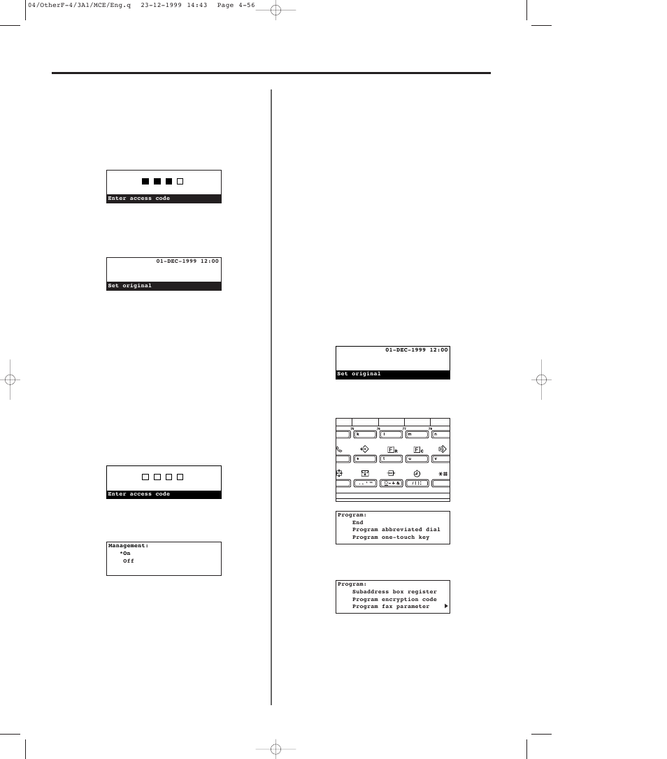 3) entering your access code, 4) turning restricted access off, 5) registering access codes | 3) entering your access code -56, 4) turning restricted access off -56, 5) registering access codes -56, 164 (3) entering your access code | TA Triumph-Adler DC 2023 User Manual | Page 128 / 167
