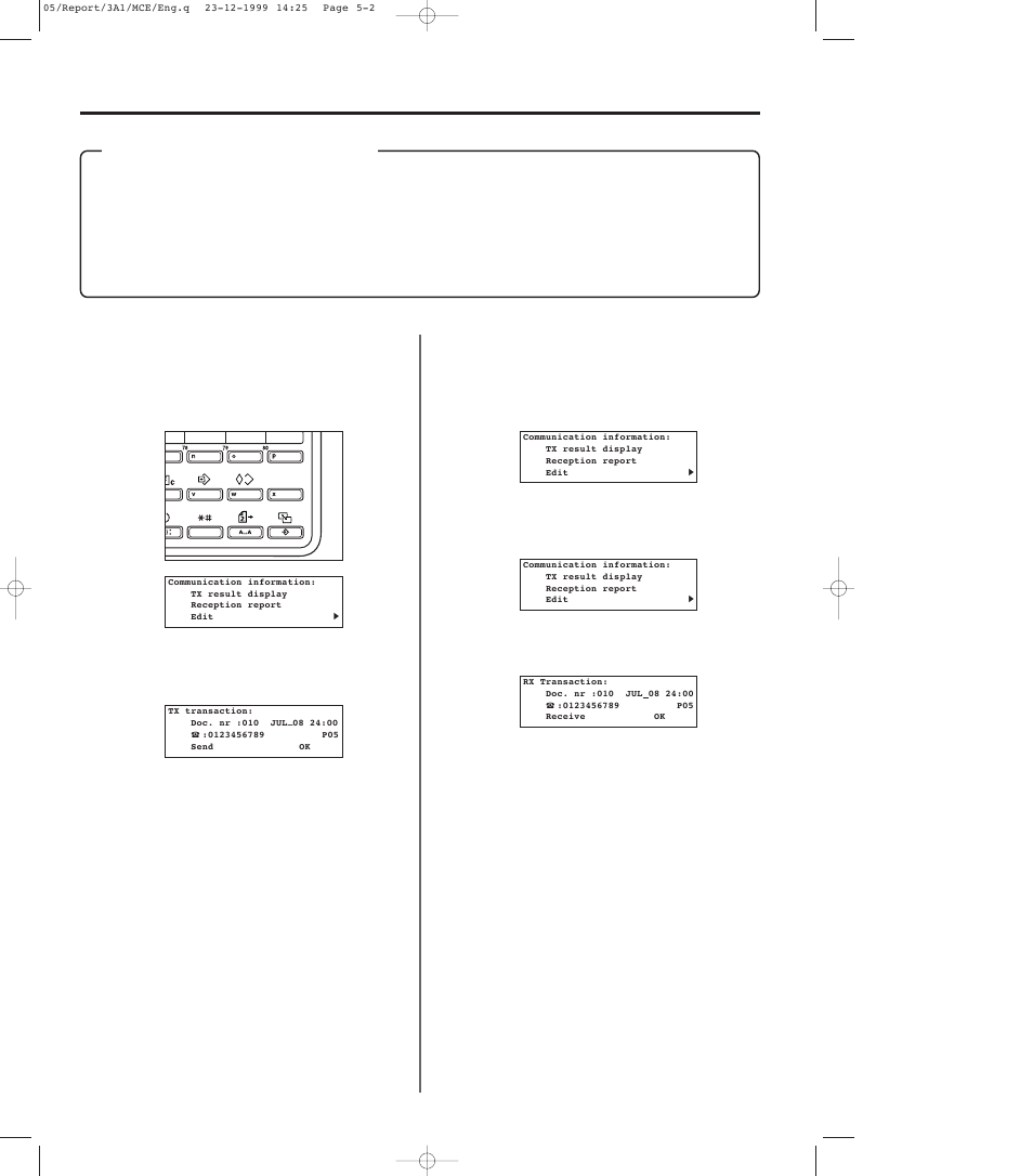 Communication result display, 1) transmission result display, 2) reception result display | Communication result display -2, 1) transmission result display -2, 2) reception result display -2 | TA Triumph-Adler DC 2023 User Manual | Page 134 / 167