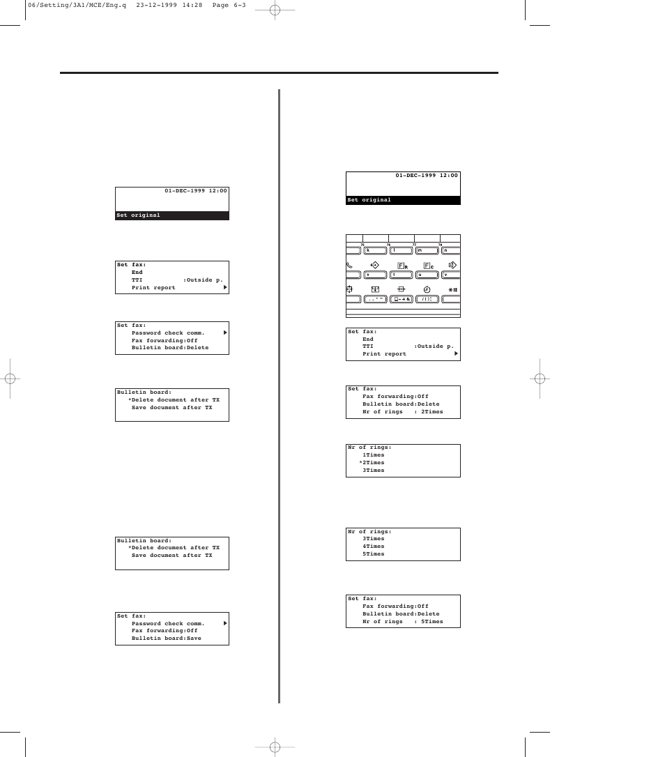 Turning the bulletin board on/off, Setting the number of rings (auto fax reception), Turning the bulletin board on/off -3 | TA Triumph-Adler DC 2023 User Manual | Page 139 / 167