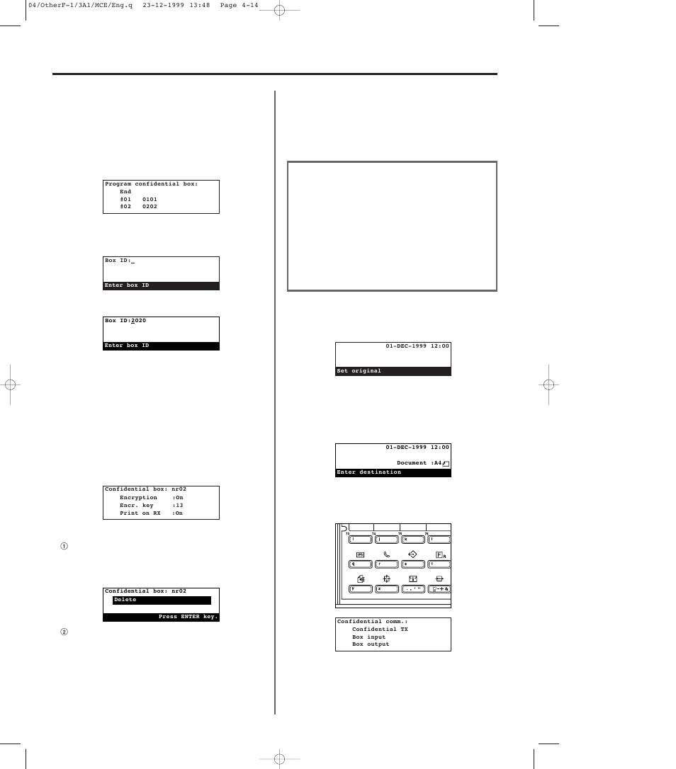 3) modifying and deleting confidential boxes, 4) transmission to a destination confidential box, 3) modifying and deleting confidential boxes -14 | TA Triumph-Adler DC 2023 User Manual | Page 86 / 167