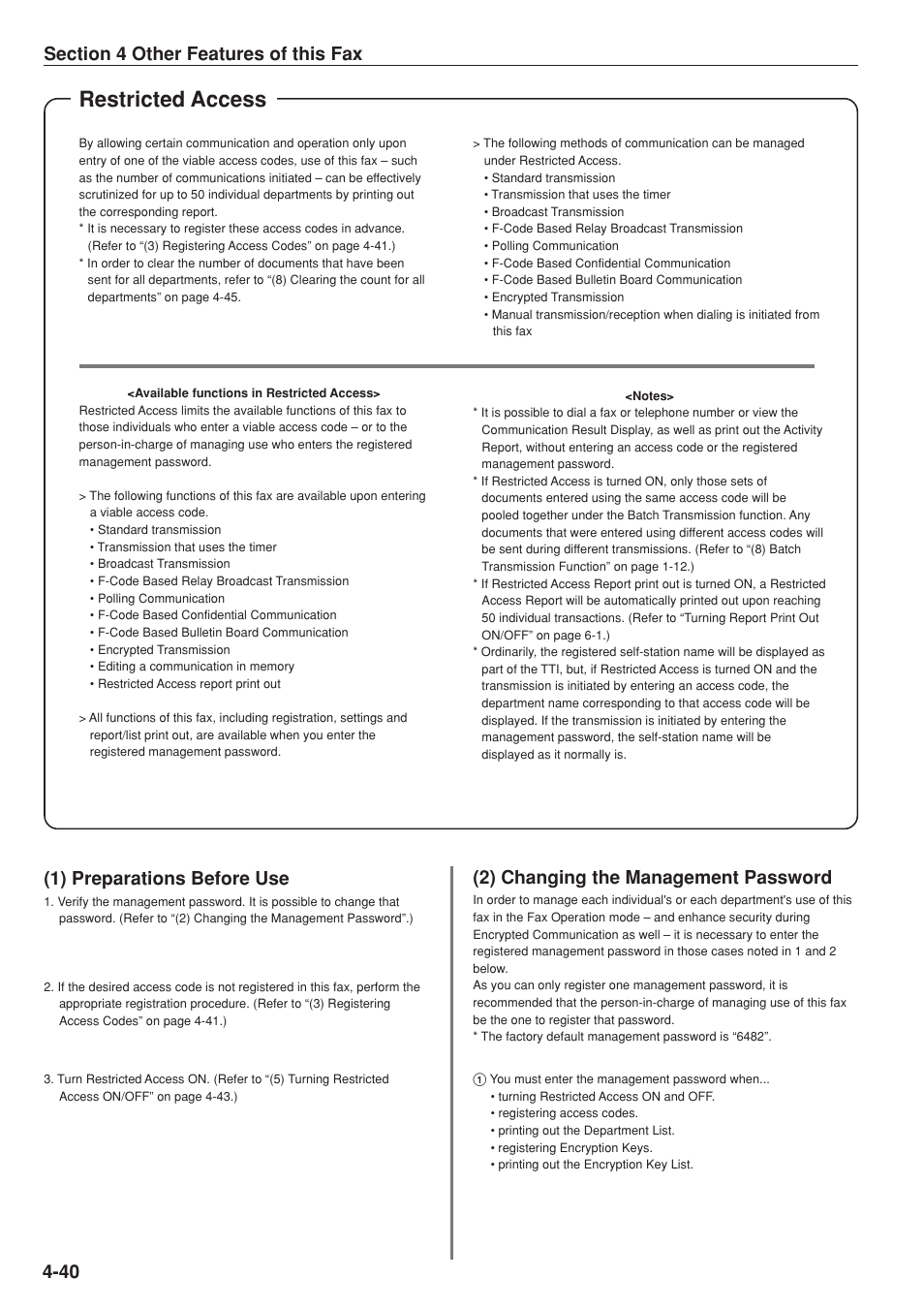 Restricted access, 1) preparations before use, 2) changing the management password | TA Triumph-Adler DC 2025 User Manual | Page 103 / 147