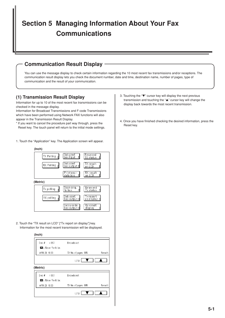 Communication result display, 1) transmission result display | TA Triumph-Adler DC 2025 User Manual | Page 109 / 147