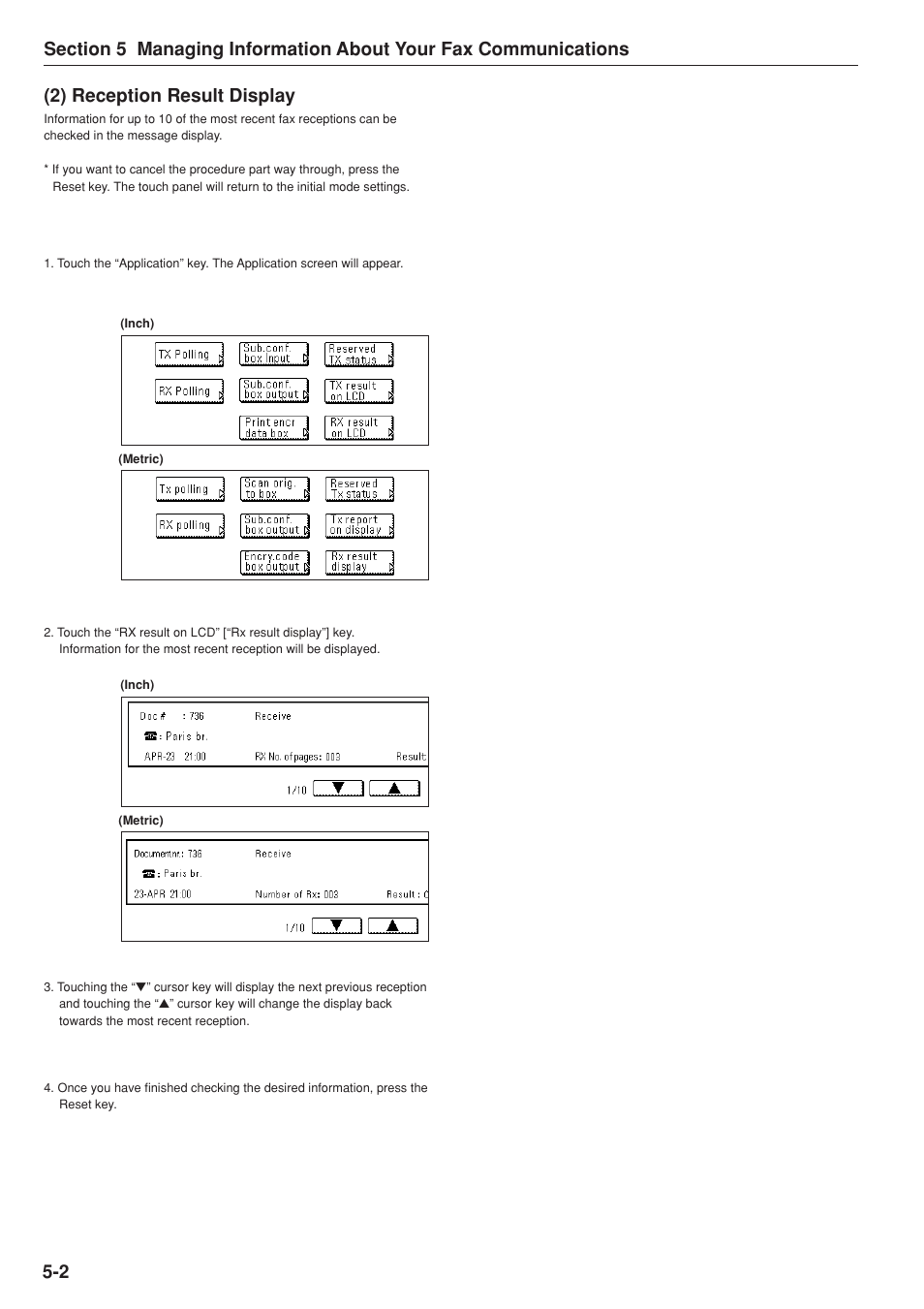2) reception result display | TA Triumph-Adler DC 2025 User Manual | Page 110 / 147