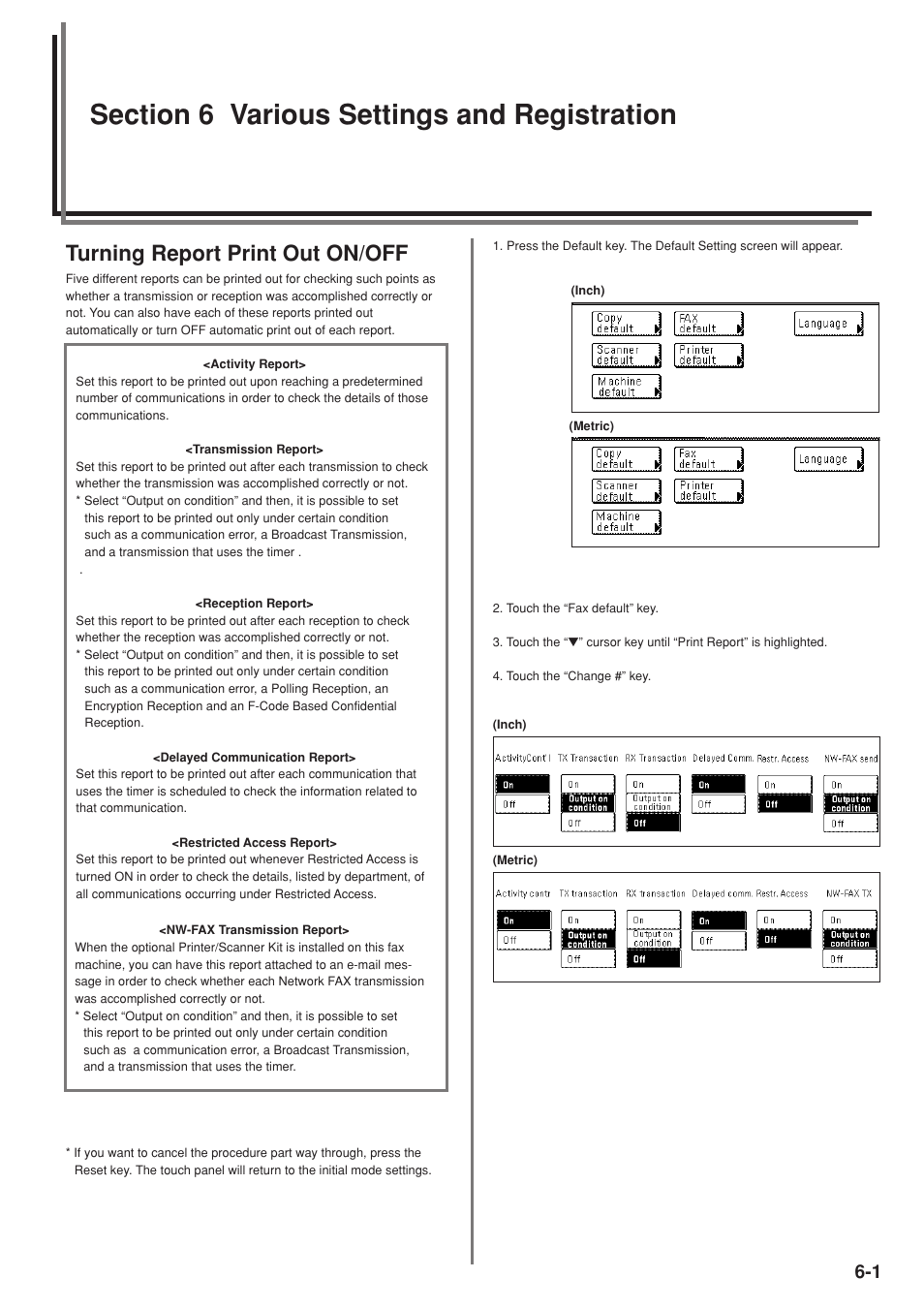 Turning report print out on/off | TA Triumph-Adler DC 2025 User Manual | Page 113 / 147