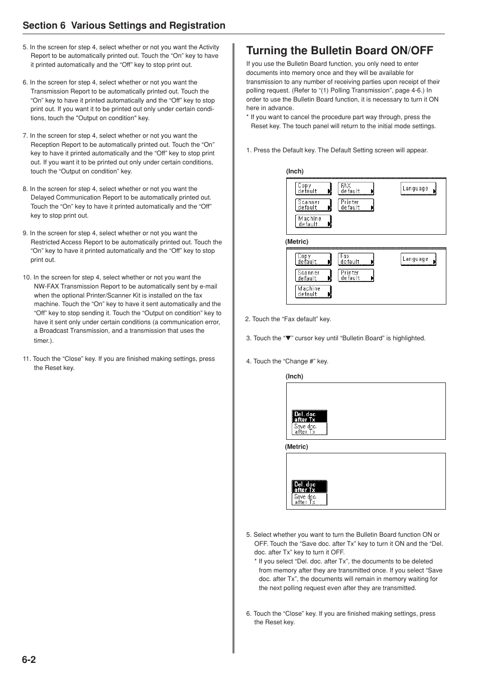 Turning the bulletin board on/off | TA Triumph-Adler DC 2025 User Manual | Page 114 / 147