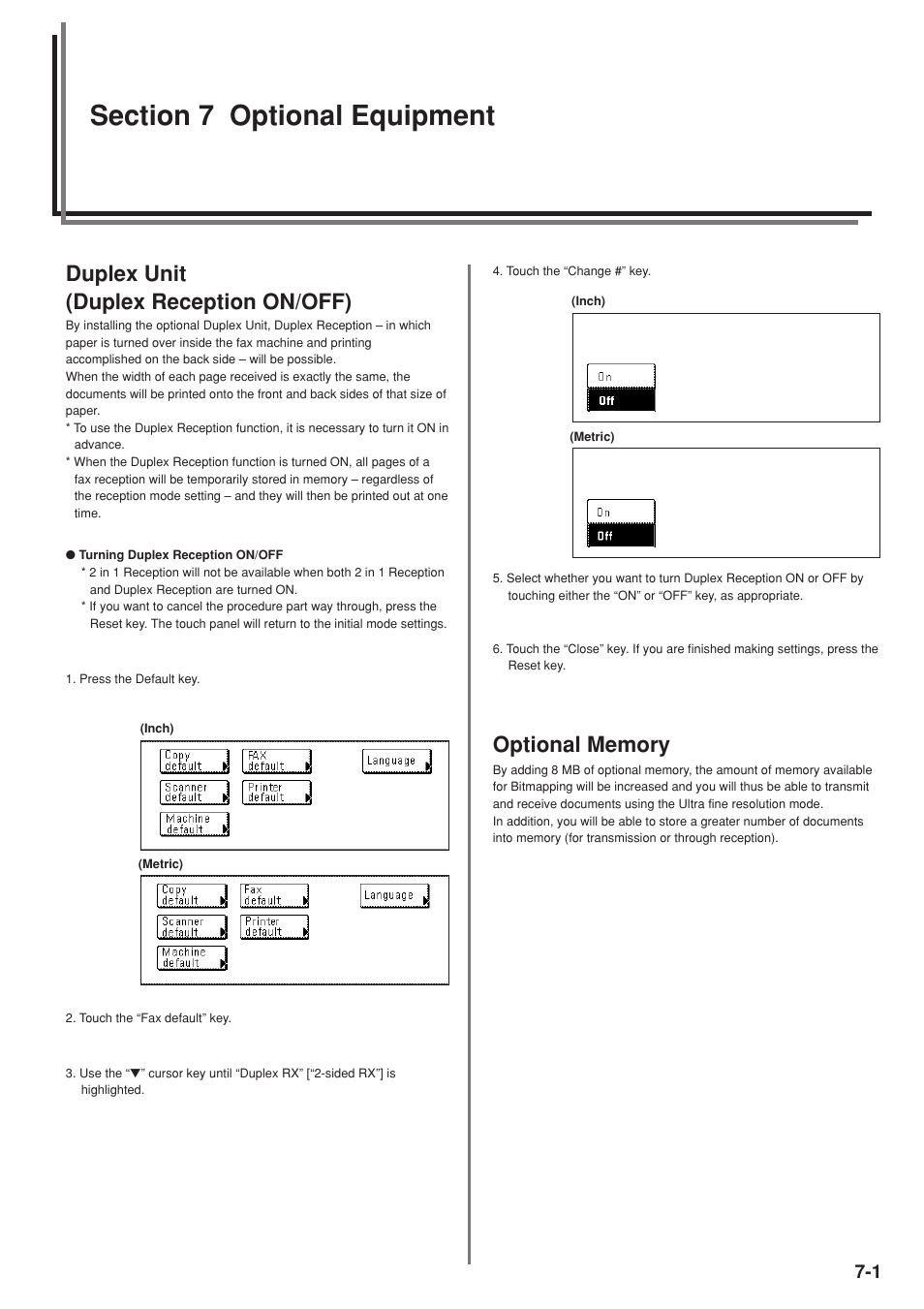 Duplex unit (duplex reception on/off) | TA Triumph-Adler DC 2025 User Manual | Page 123 / 147