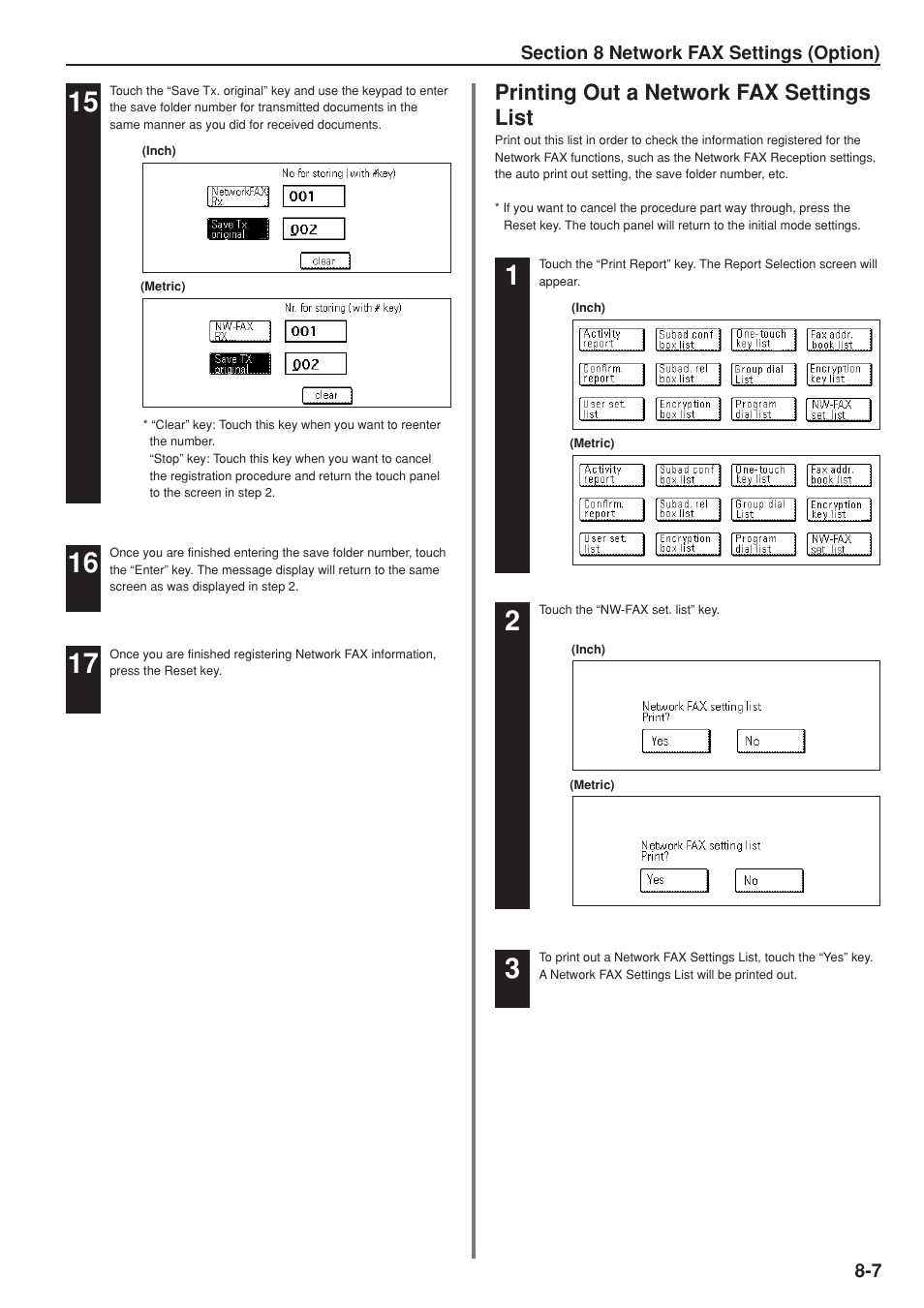 Printing out a network fax settings list | TA Triumph-Adler DC 2025 User Manual | Page 130 / 147