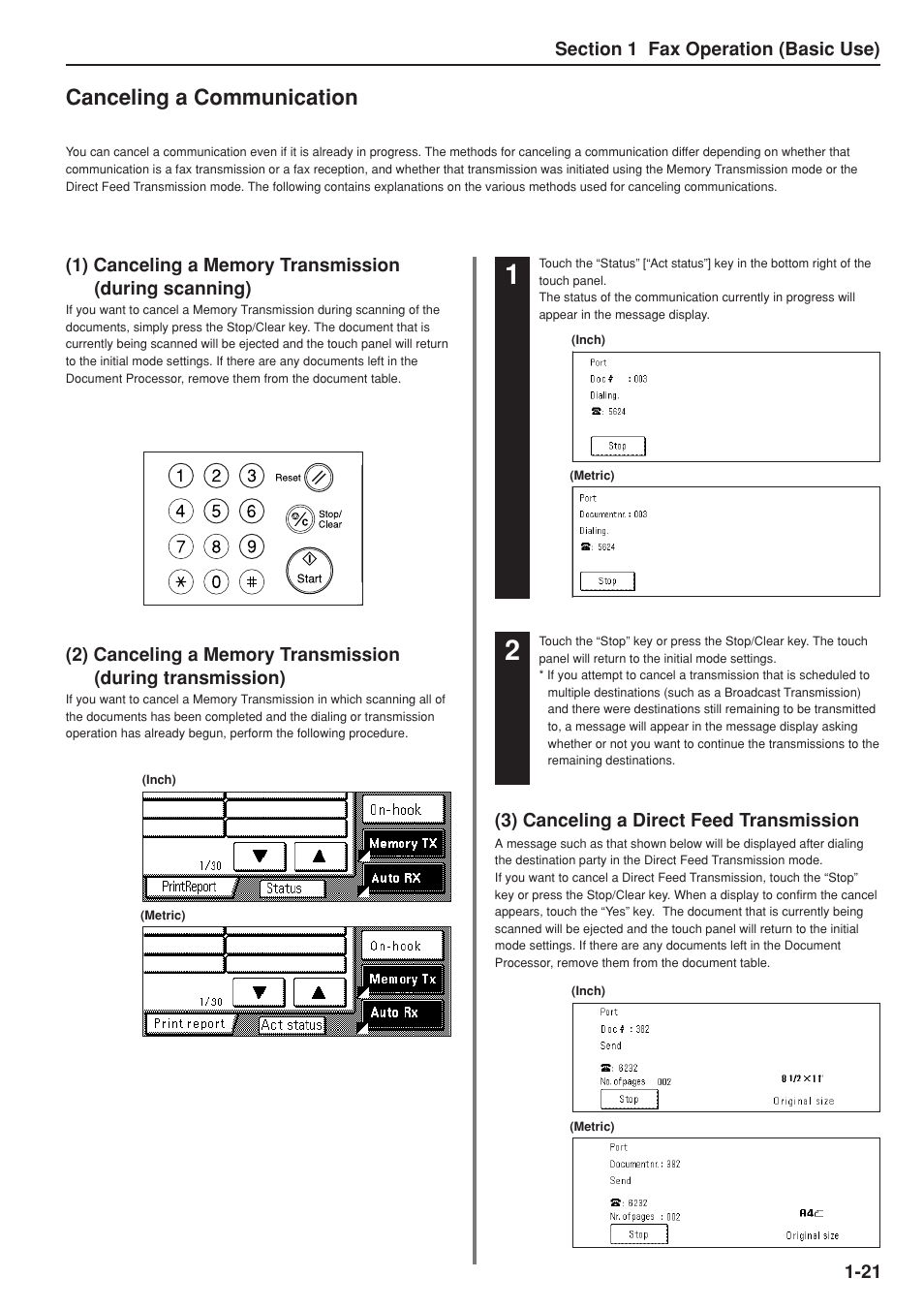 Canceling a communication | TA Triumph-Adler DC 2025 User Manual | Page 29 / 147