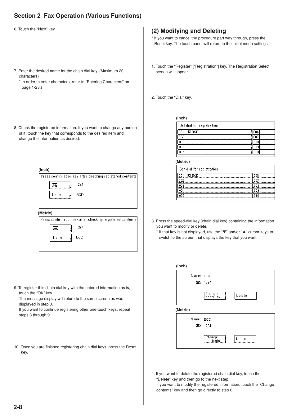 2) modifying and deleting | TA Triumph-Adler DC 2025 User Manual | Page 49 / 147