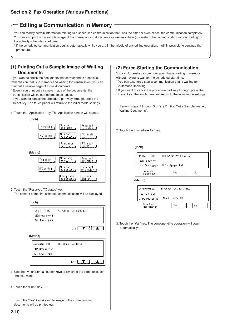 2) force-starting the communication | TA Triumph-Adler DC 2025 User Manual | Page 51 / 147