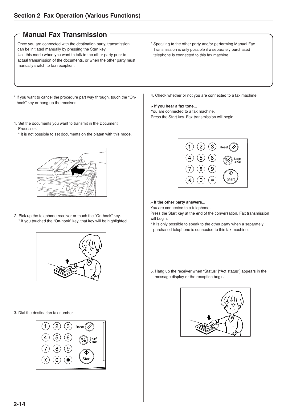 Manual fax transmission | TA Triumph-Adler DC 2025 User Manual | Page 55 / 147