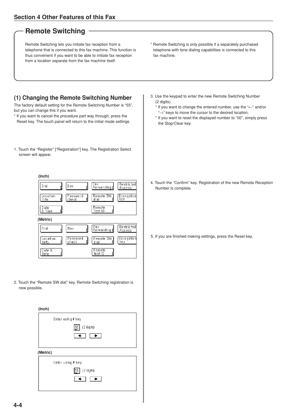Remote switching, 1) changing the remote switching number | TA Triumph-Adler DC 2025 User Manual | Page 67 / 147