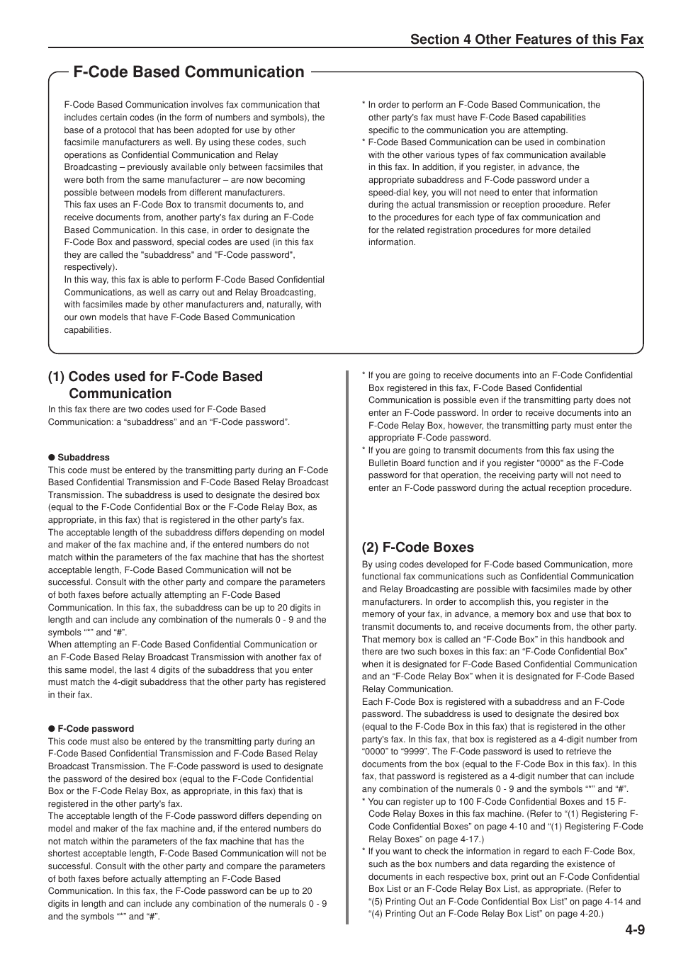 F-code based communication, 1) codes used for f-code based communication, 2) f-code boxes | TA Triumph-Adler DC 2025 User Manual | Page 72 / 147