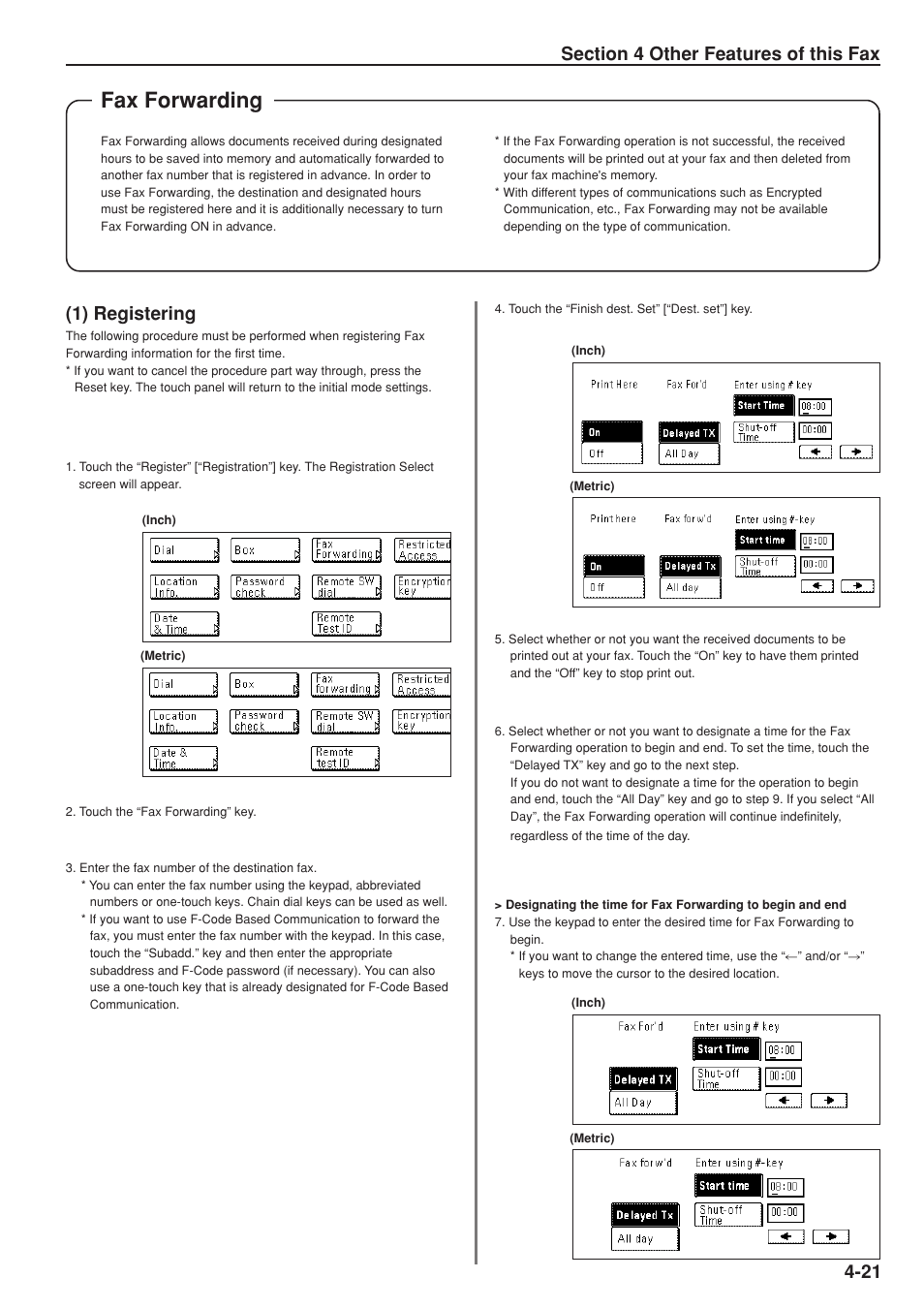 Fax forwarding, 1) registering | TA Triumph-Adler DC 2025 User Manual | Page 84 / 147