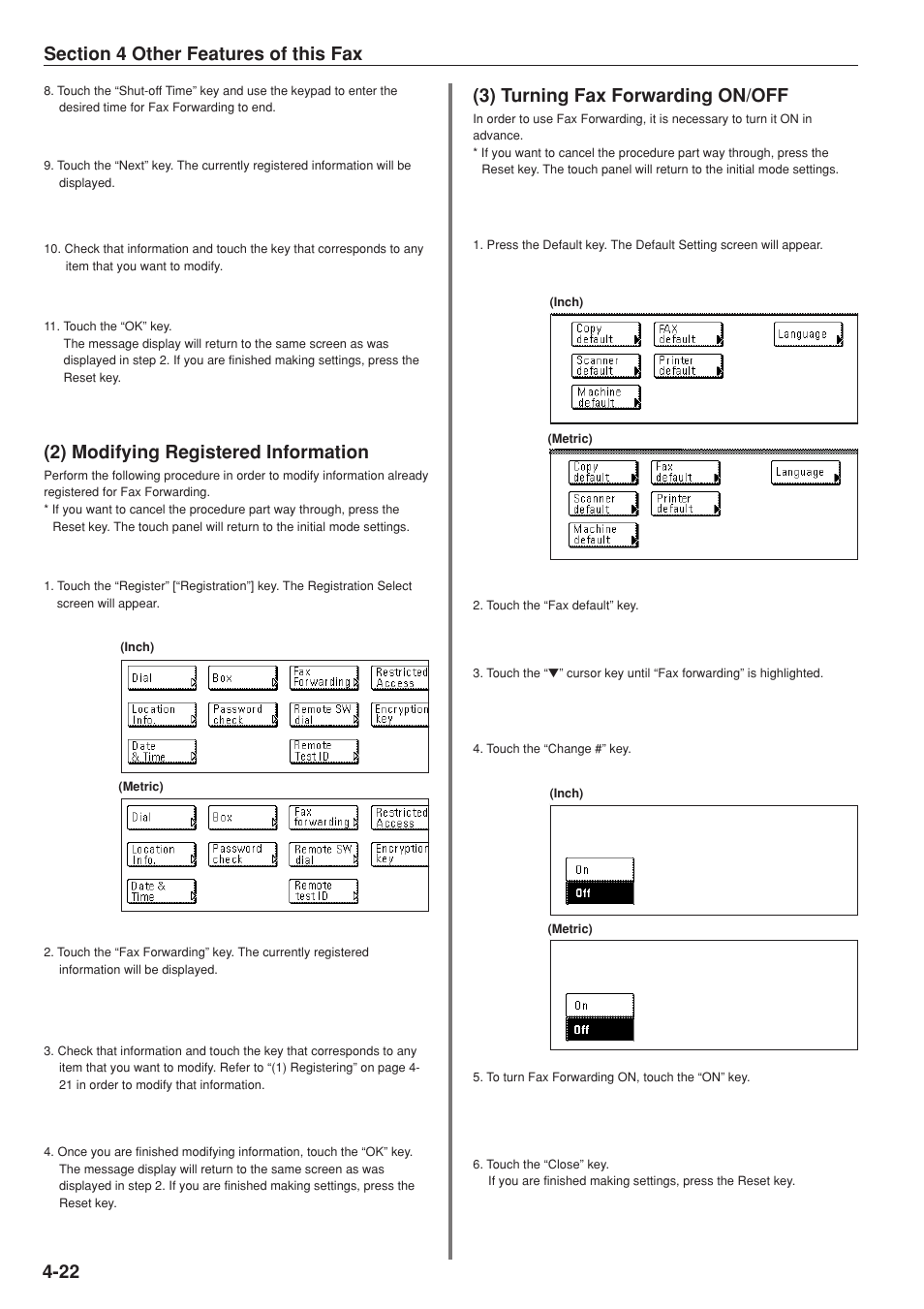 2) modifying registered information, 3) turning fax forwarding on/off | TA Triumph-Adler DC 2025 User Manual | Page 85 / 147