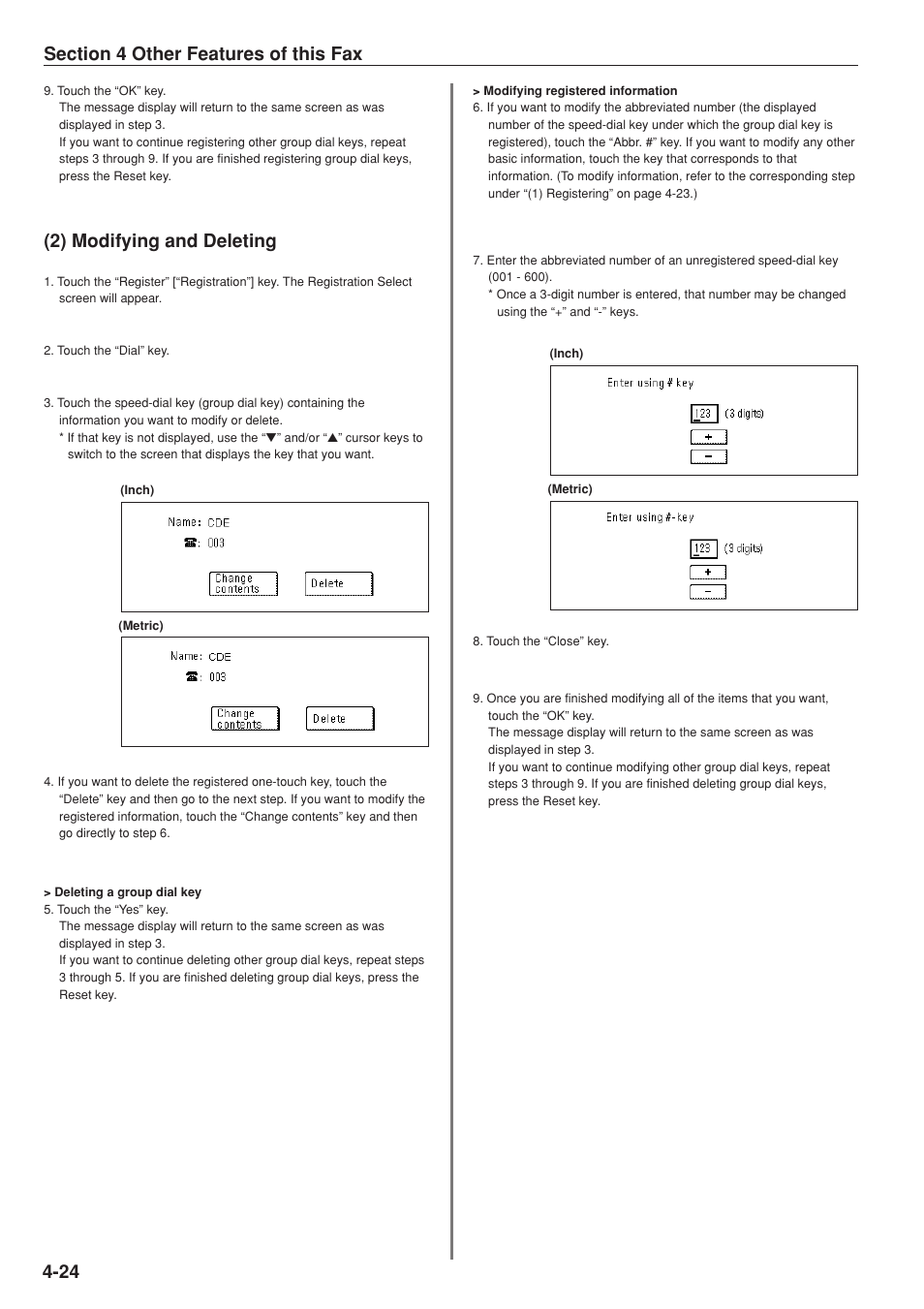 2) modifying and deleting | TA Triumph-Adler DC 2025 User Manual | Page 87 / 147