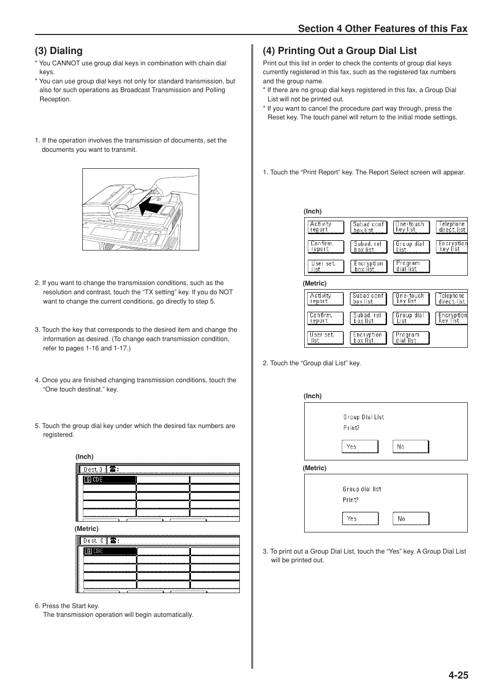 3) dialing, 4) printing out a group dial list | TA Triumph-Adler DC 2025 User Manual | Page 88 / 147