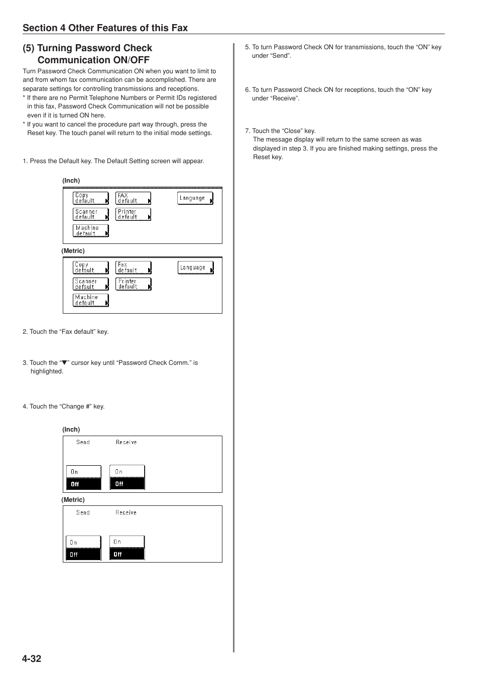 5) turning password check communication on/off | TA Triumph-Adler DC 2025 User Manual | Page 95 / 147