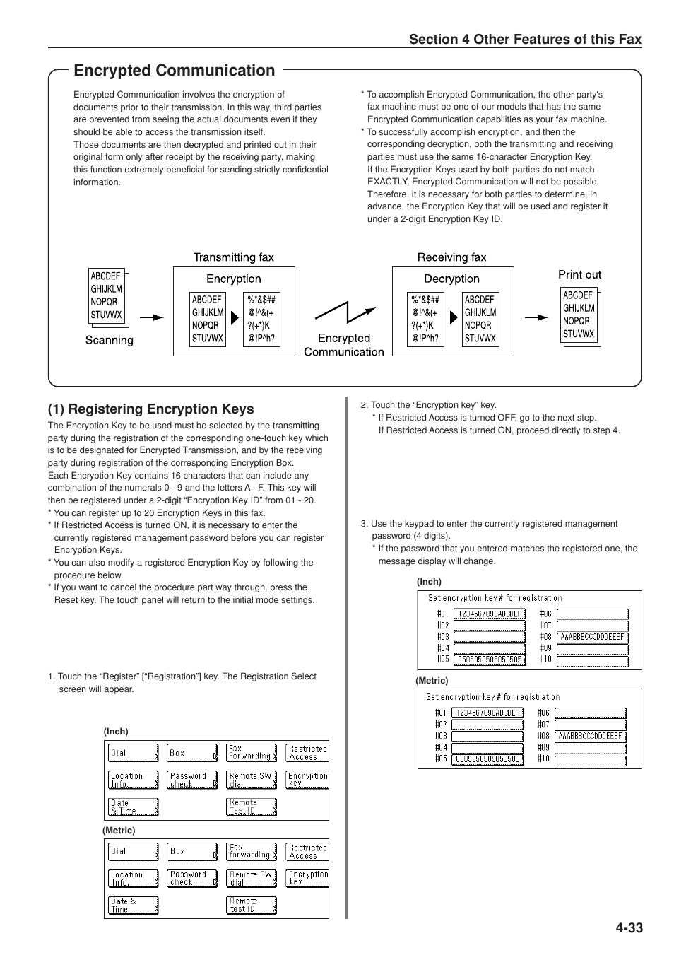 Encrypted communication, 1) registering encryption keys | TA Triumph-Adler DC 2025 User Manual | Page 96 / 147