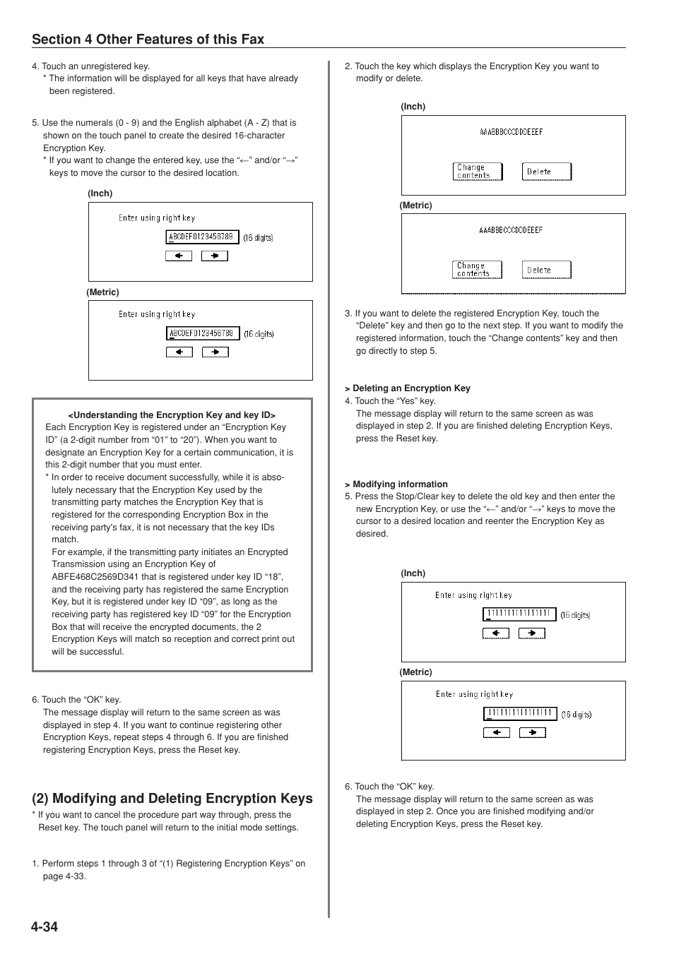 2) modifying and deleting encryption keys | TA Triumph-Adler DC 2025 User Manual | Page 97 / 147