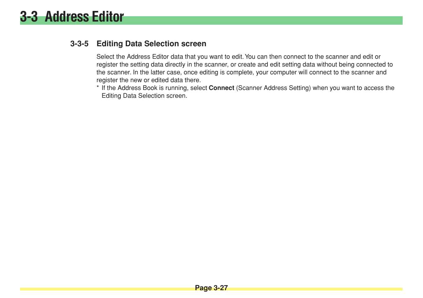 3-5 editing data selection screen, Editing data selection screen -27, 3 address editor | TA Triumph-Adler DC 2025 User Manual | Page 100 / 182