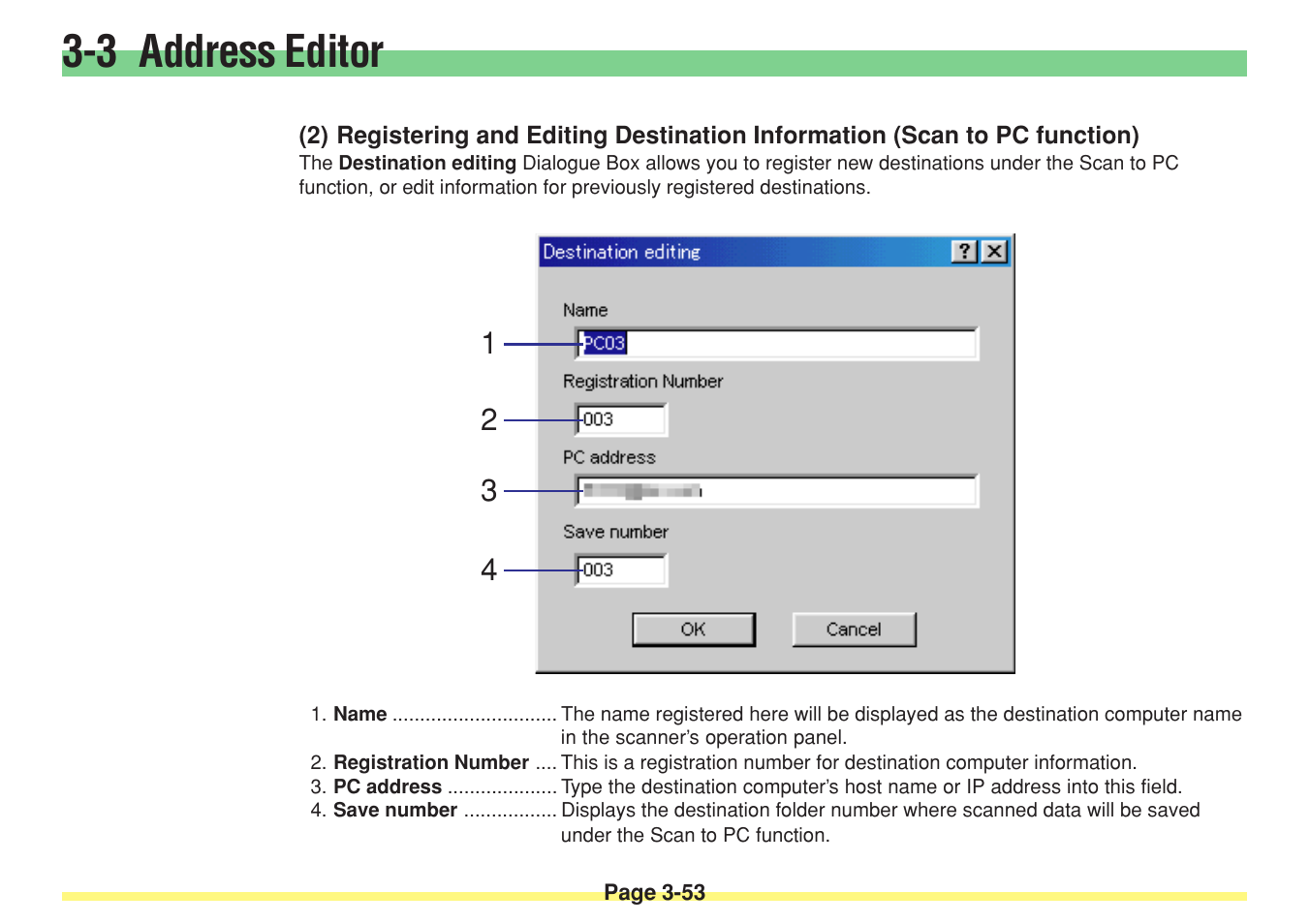 3 address editor | TA Triumph-Adler DC 2025 User Manual | Page 126 / 182