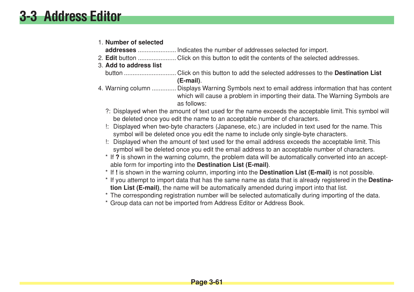 3 address editor | TA Triumph-Adler DC 2025 User Manual | Page 134 / 182