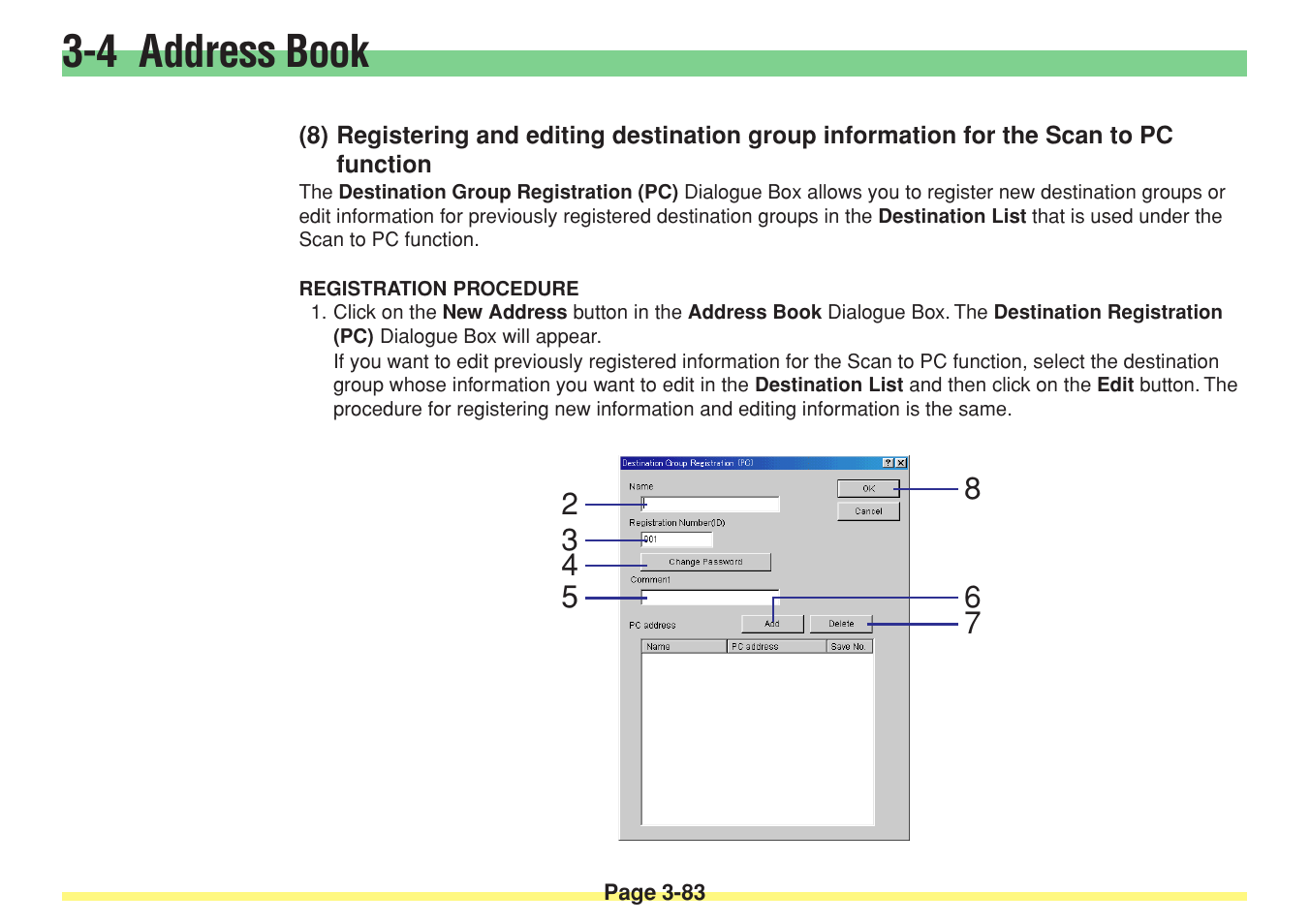 And 3-83.), 4 address book | TA Triumph-Adler DC 2025 User Manual | Page 156 / 182