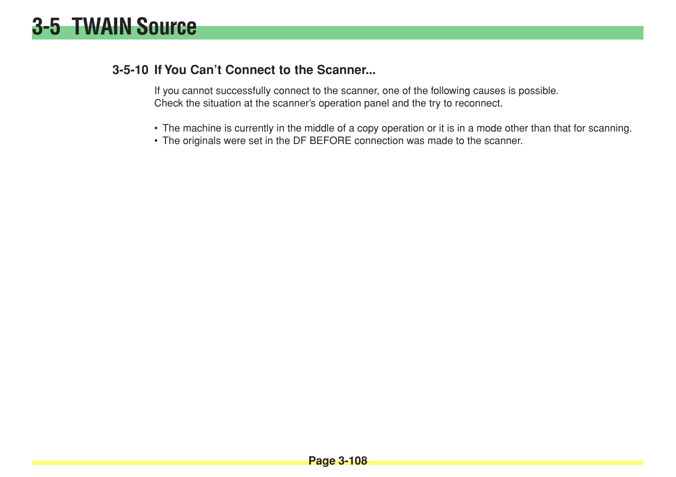 5-10 if you canêt connect to the scanner, 5-10 if you can’t connect to the scanner -108, 5 twain source | TA Triumph-Adler DC 2025 User Manual | Page 181 / 182