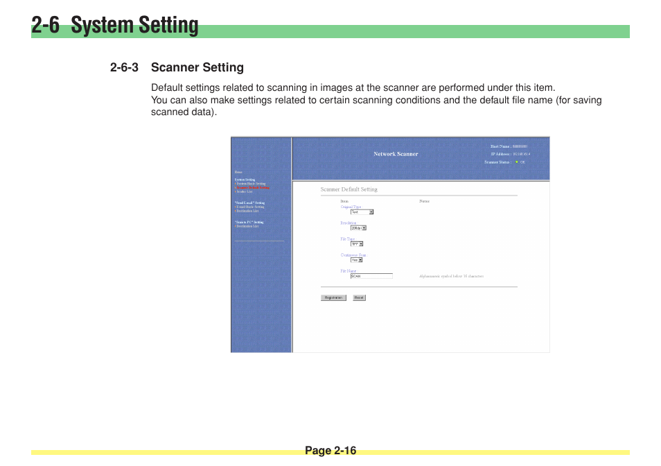 6-3 scanner setting, Scanner setting -16, 6 system setting | TA Triumph-Adler DC 2025 User Manual | Page 52 / 182