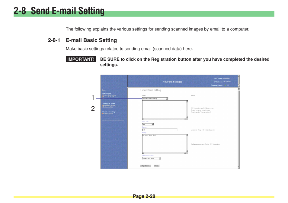8 send e-mail setting, 8-1 e-mail basic setting, 8 send e-mail setting -28 | E-mail basic setting -28 | TA Triumph-Adler DC 2025 User Manual | Page 64 / 182