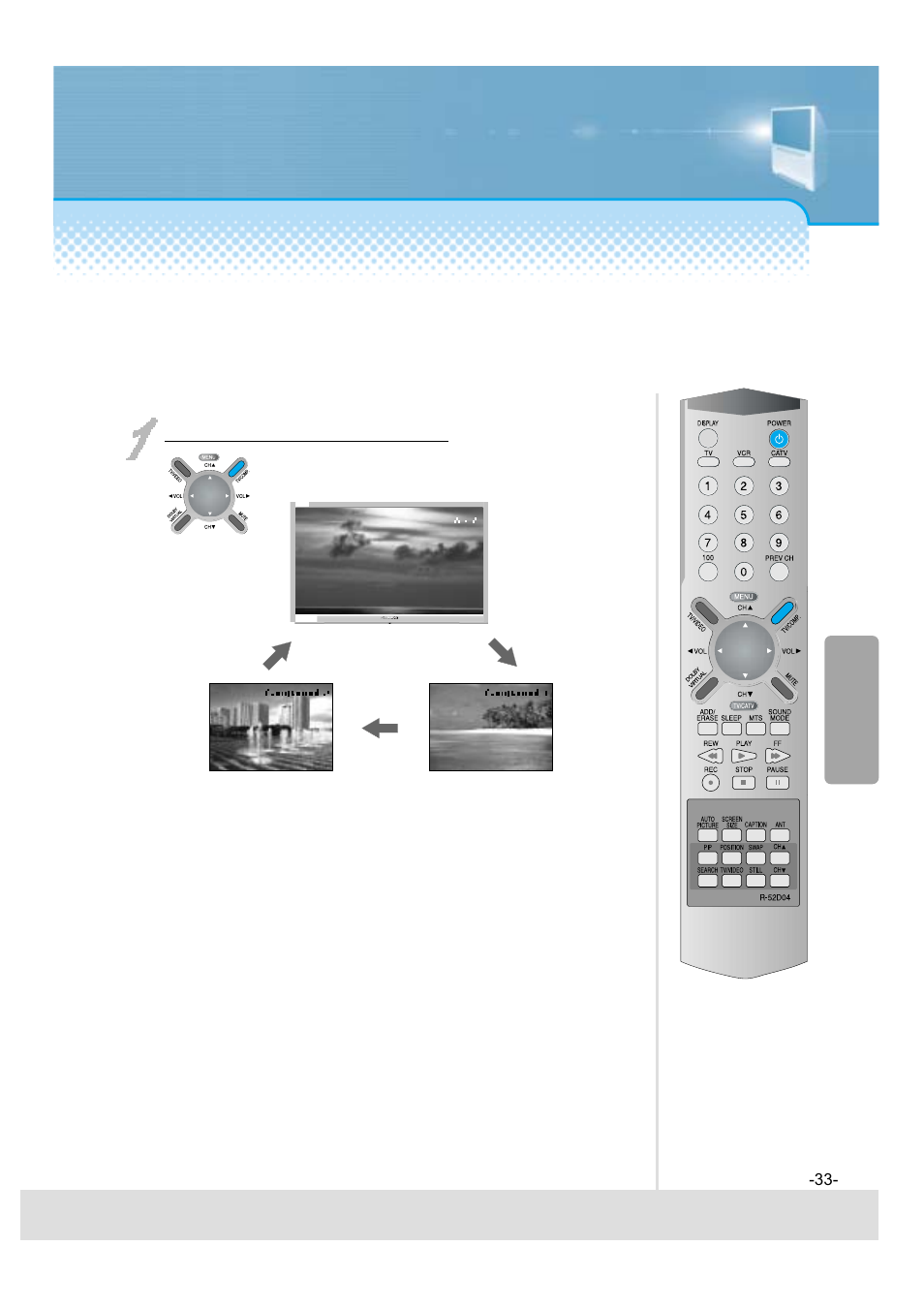 When watching dtv and dvd (component input), Press the “tv/comp.” button | Daewoo 5520CRA User Manual | Page 34 / 61