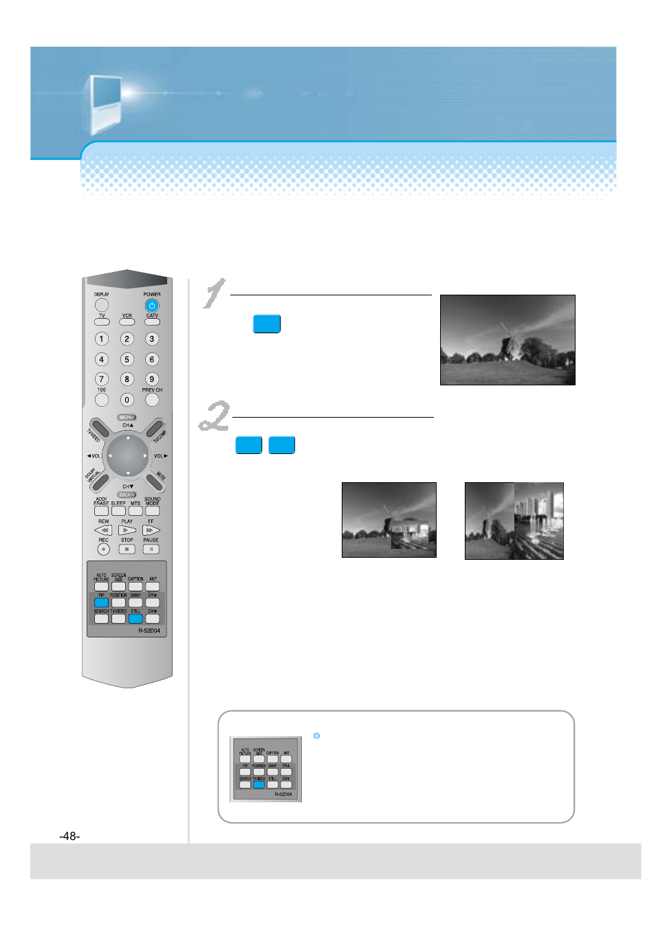 Still, Still of main screen, Still of auxiliary screen | Daewoo 5520CRA User Manual | Page 49 / 61