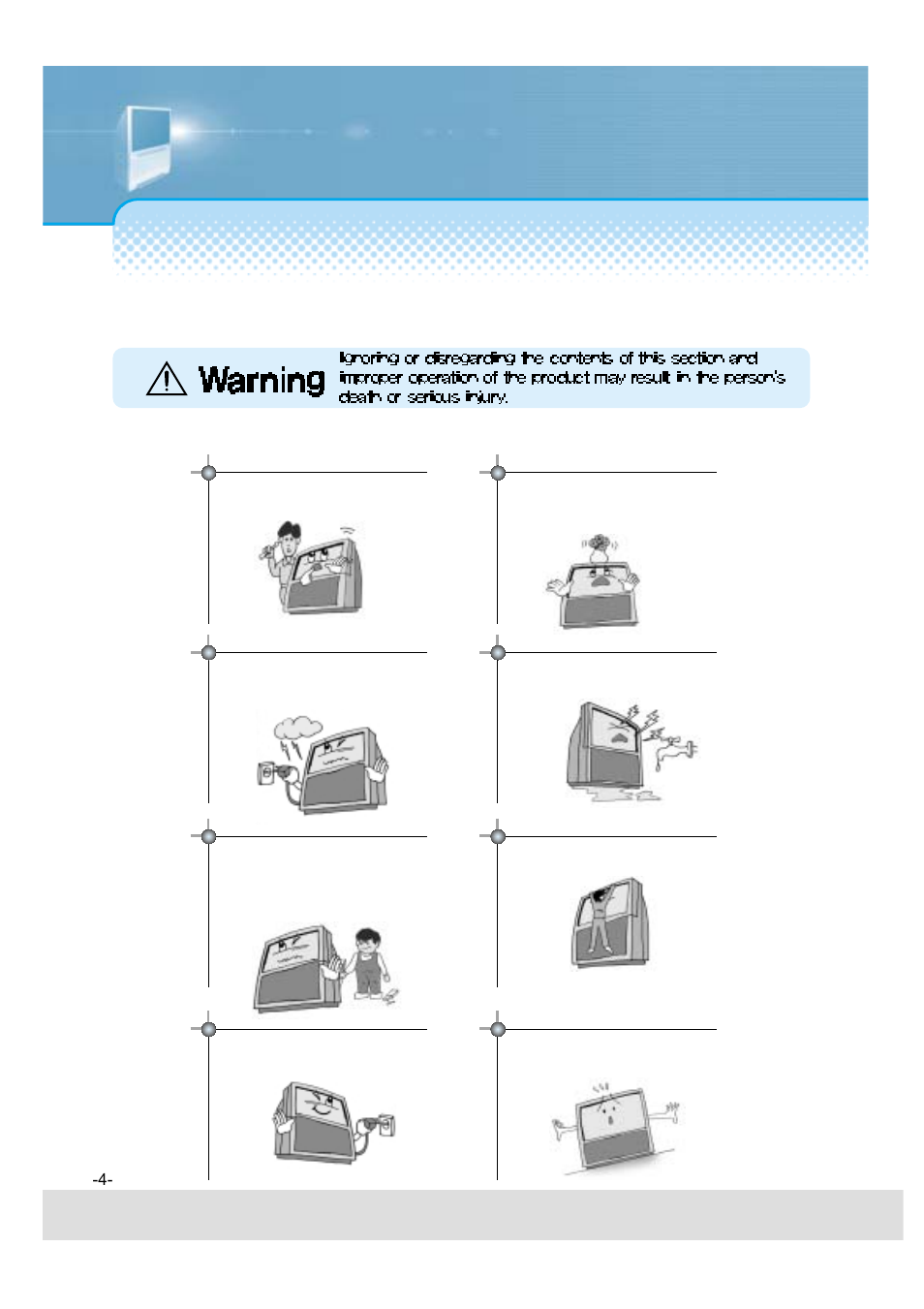 Warning | Daewoo 5520CRA User Manual | Page 5 / 61