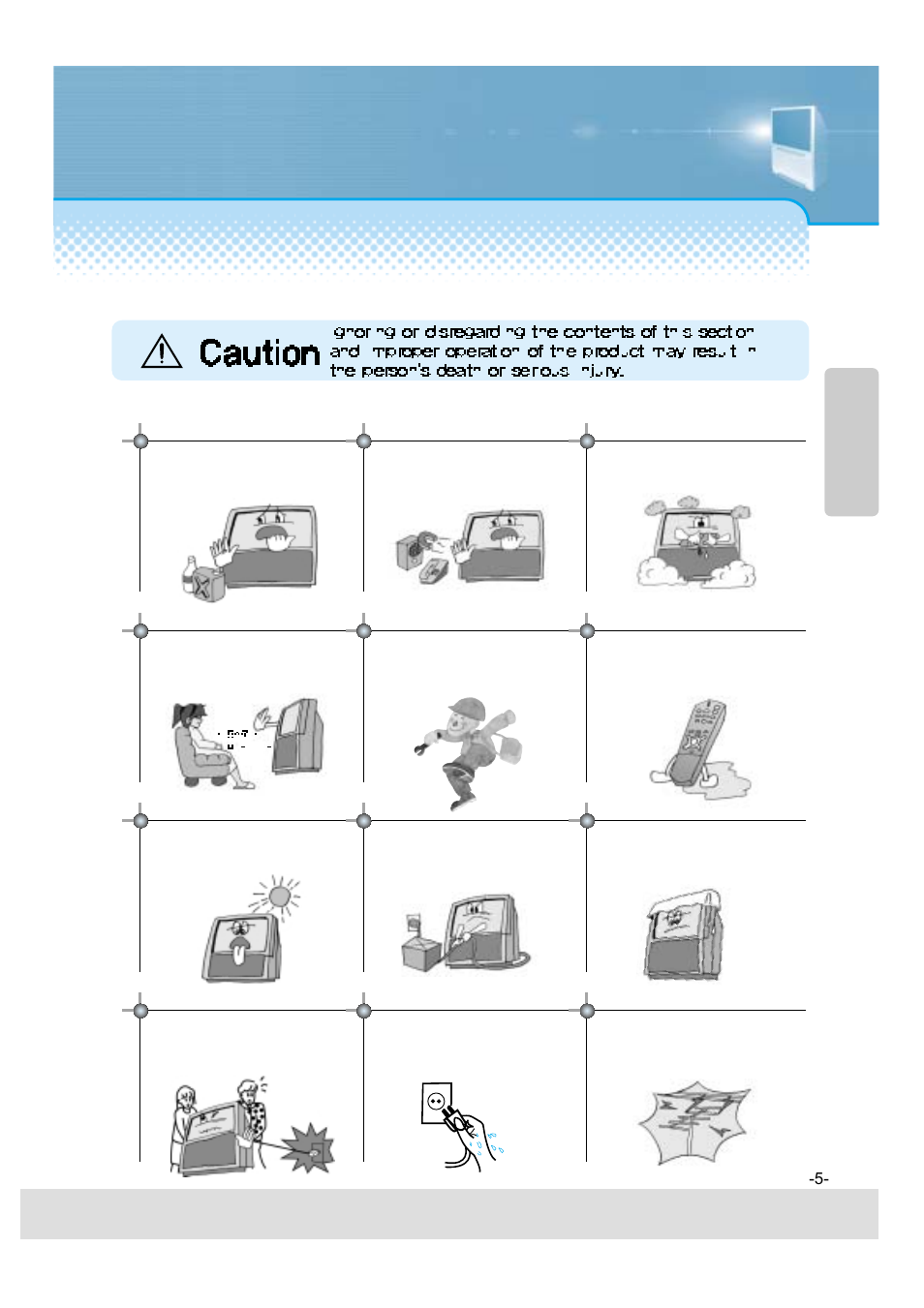 Caution | Daewoo 5520CRA User Manual | Page 6 / 61