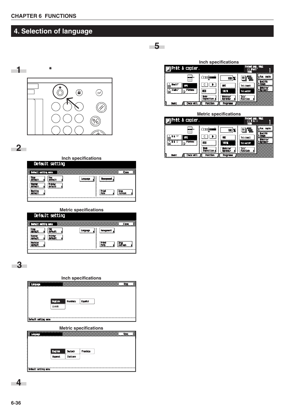 Selection of language | TA Triumph-Adler DC 2025 User Manual | Page 110 / 139