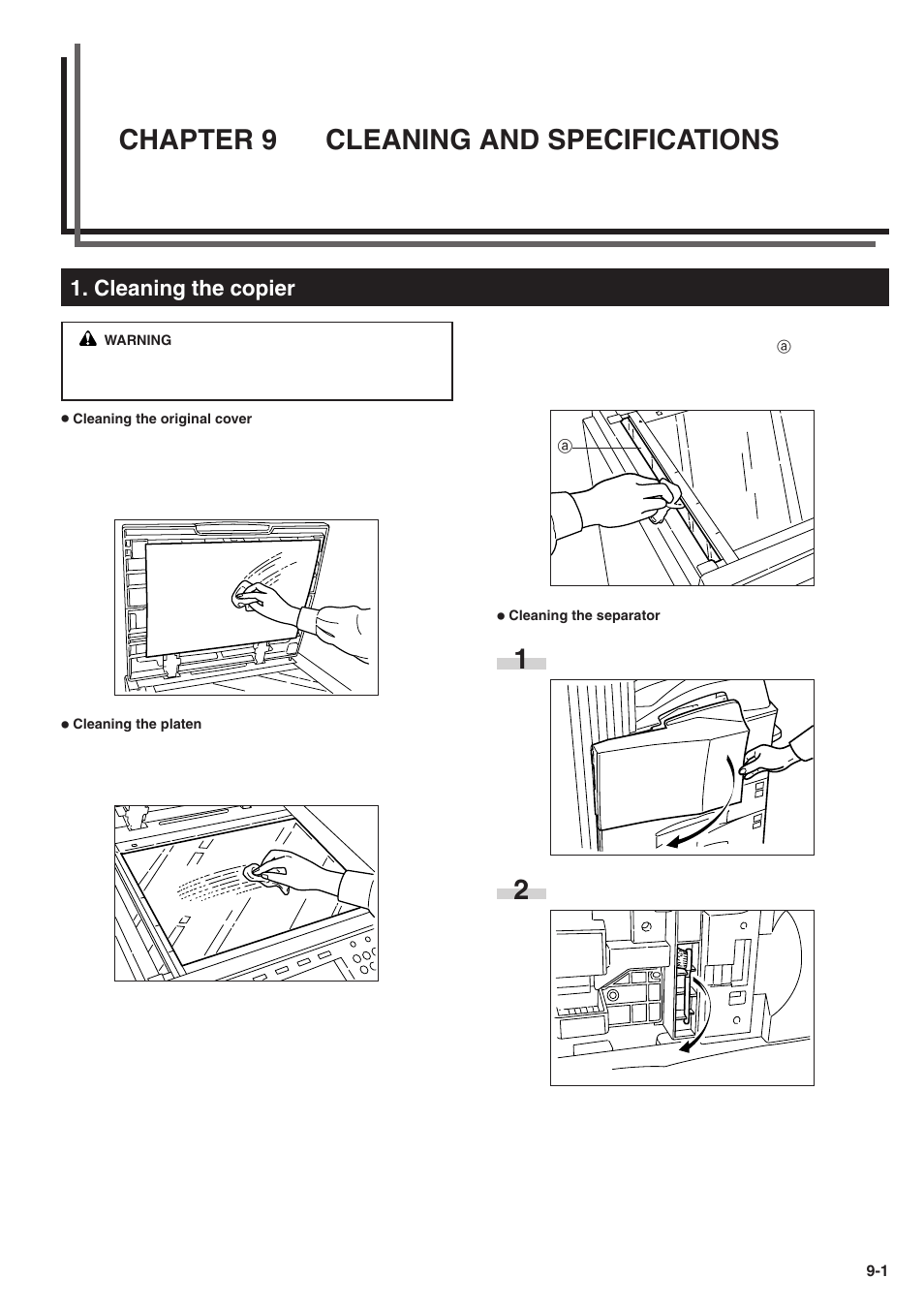 Chapter 9 cleaning and specifications, Cleaning the copier | TA Triumph-Adler DC 2025 User Manual | Page 133 / 139