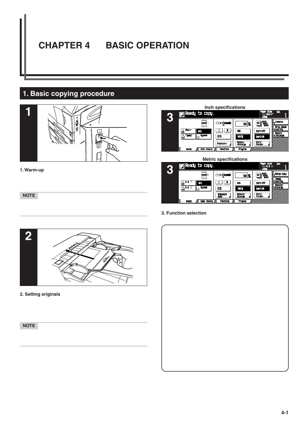 Chapter 4 basic operation, Basic copying procedure | TA Triumph-Adler DC 2025 User Manual | Page 25 / 139